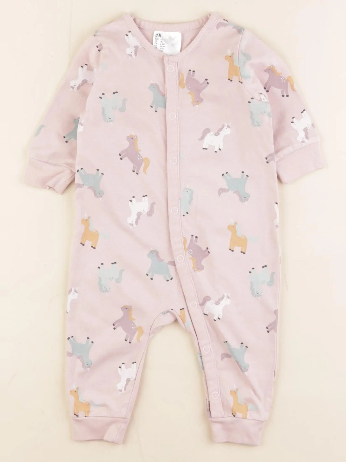 H&M - pyjama coton rose - 2/4 mois