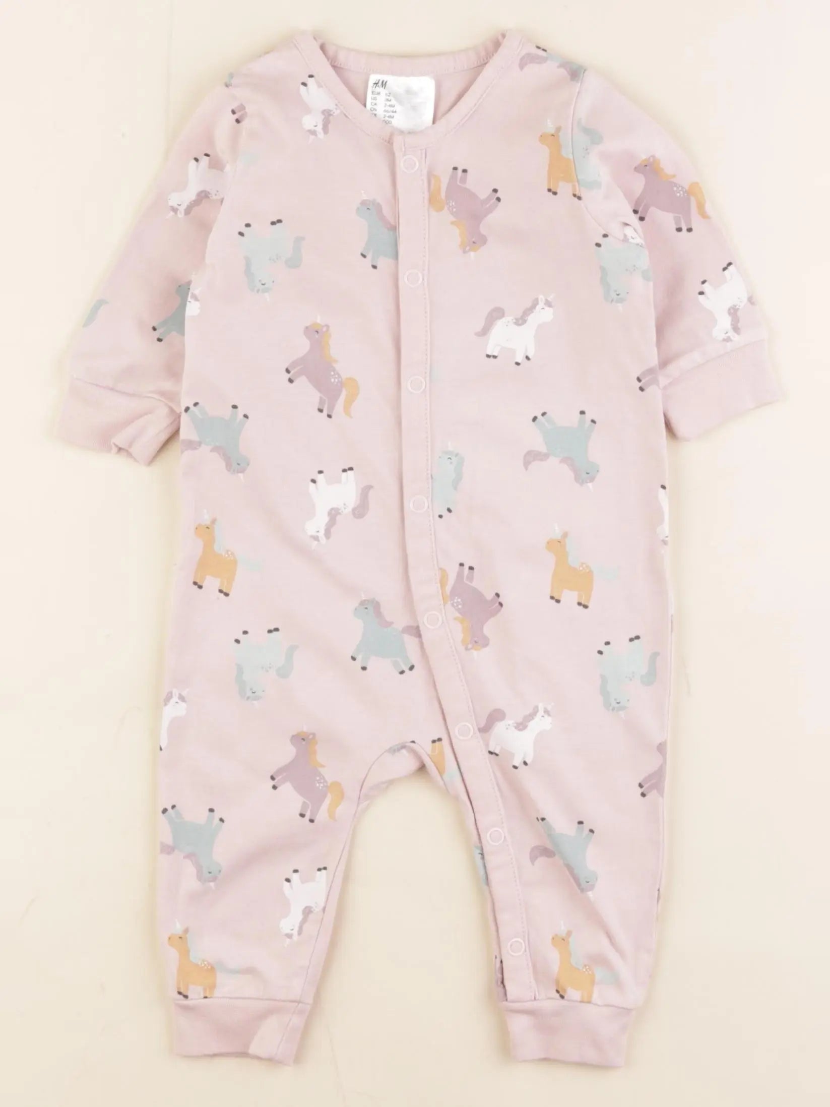 H&M - pyjama coton rose - 2/4 mois