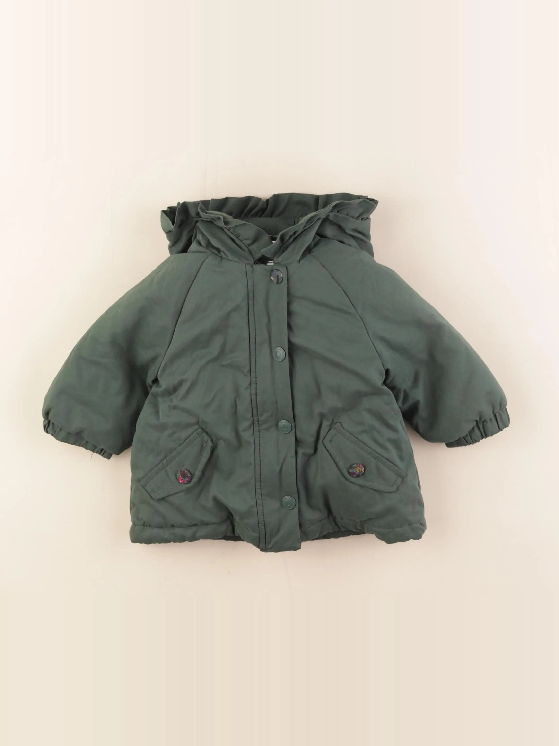 Tape à l'oeil - manteau doublure amovible vert - 6 mois