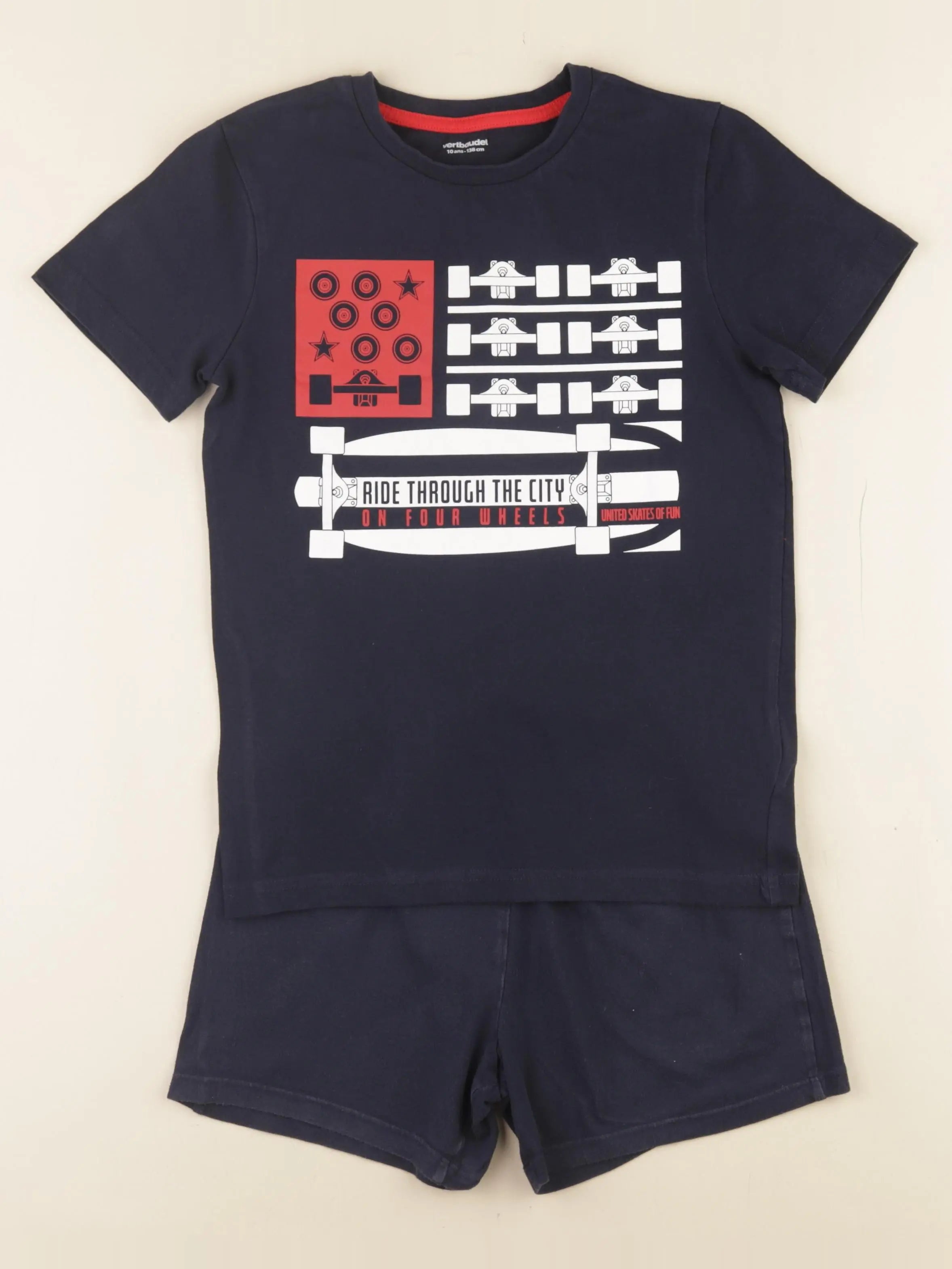 Vertbaudet - pyjama coton bleu - 10 ans