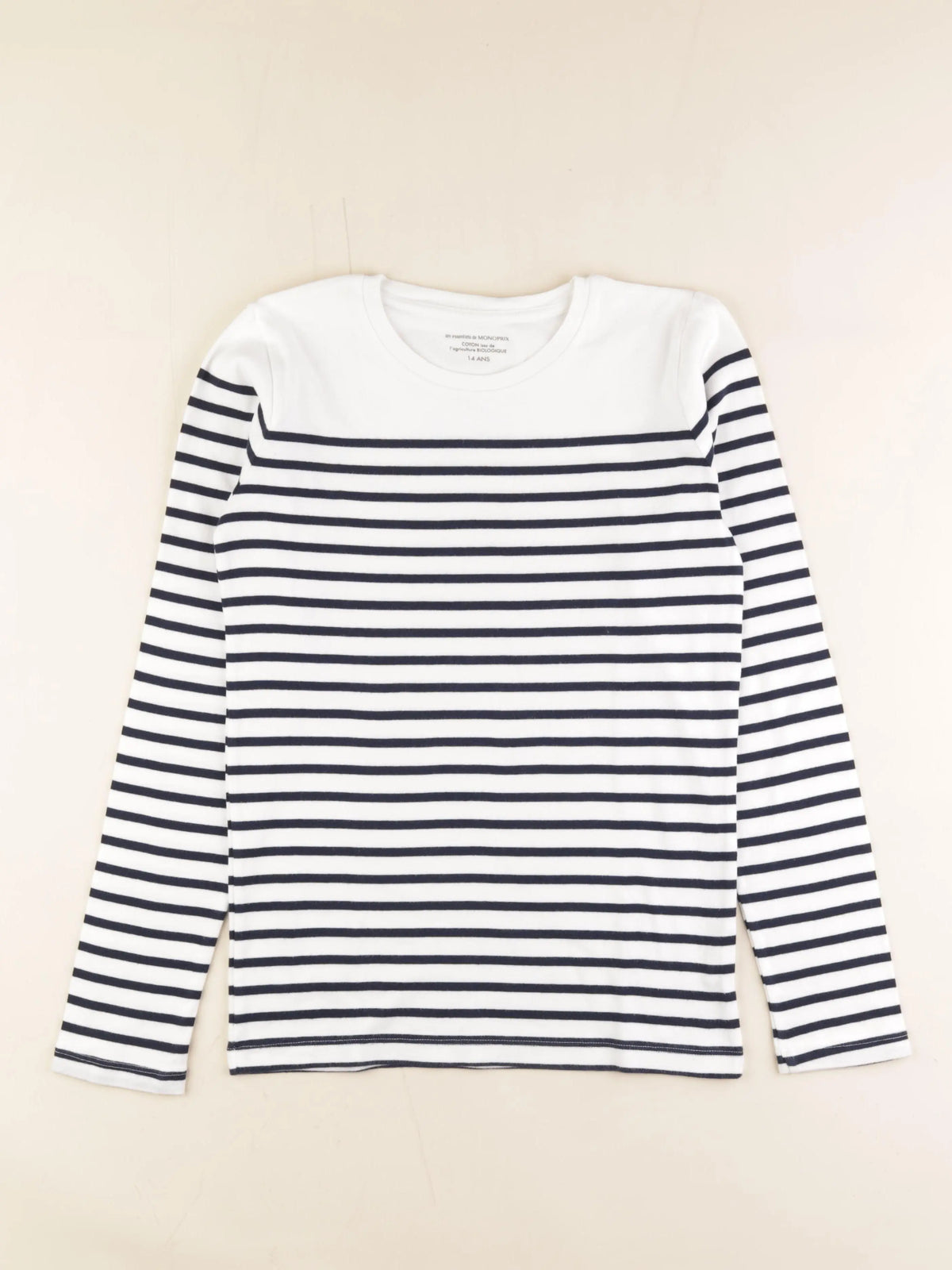 Monoprix - tee-shirt blanc, bleu - 14 ans