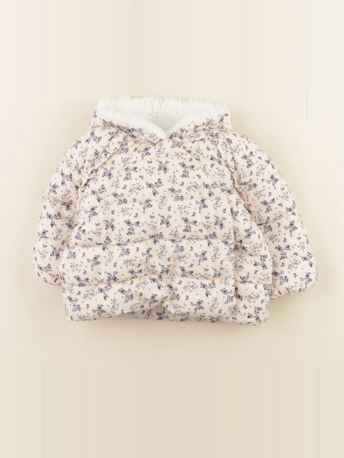 Vertbaudet - doudoune beige, violet - 6 mois