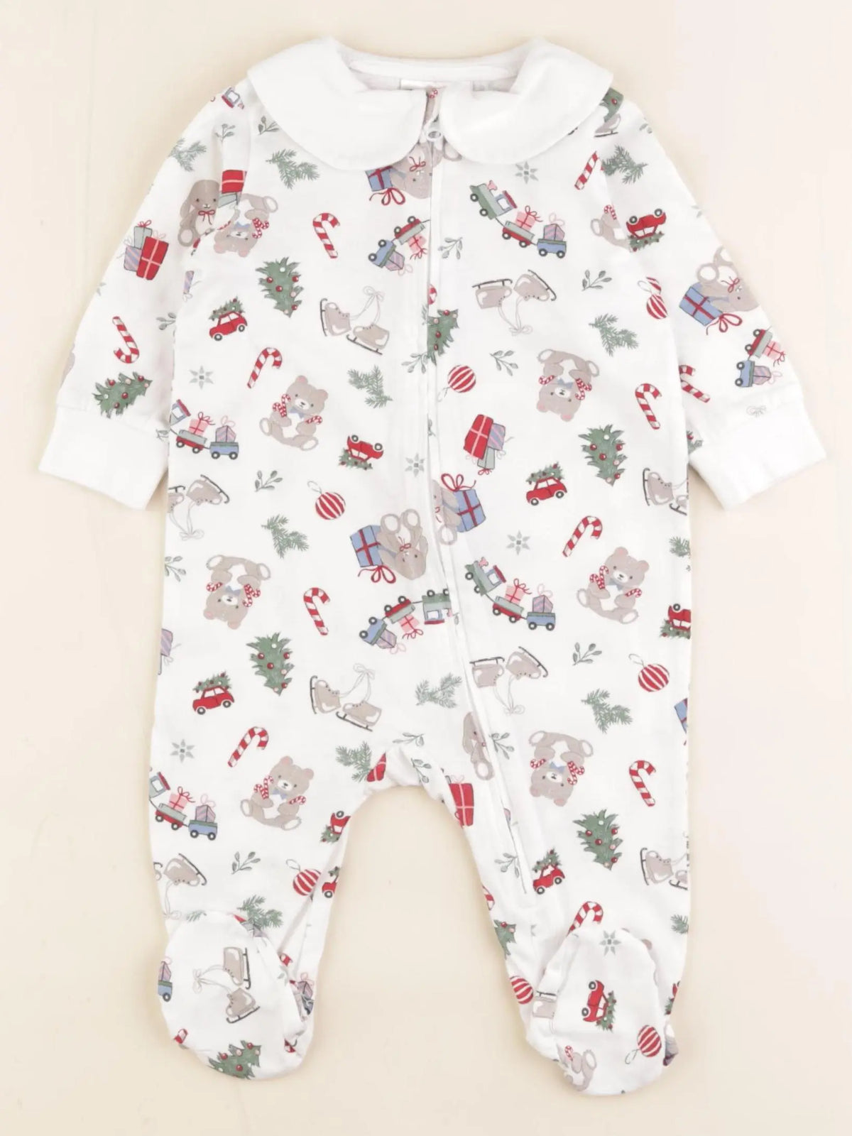 H&M - pyjama coton blanc, rouge - 2/4 mois