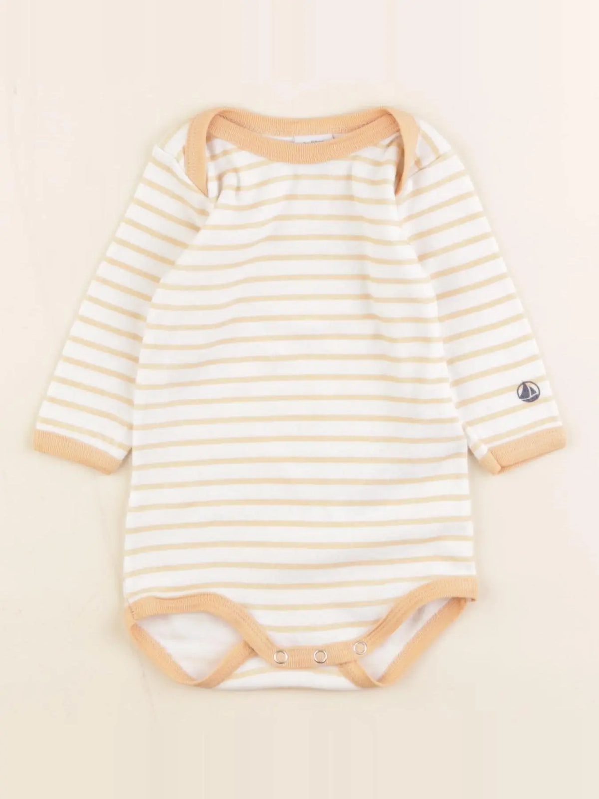 Petit Bateau - body blanc, orange - 3 mois