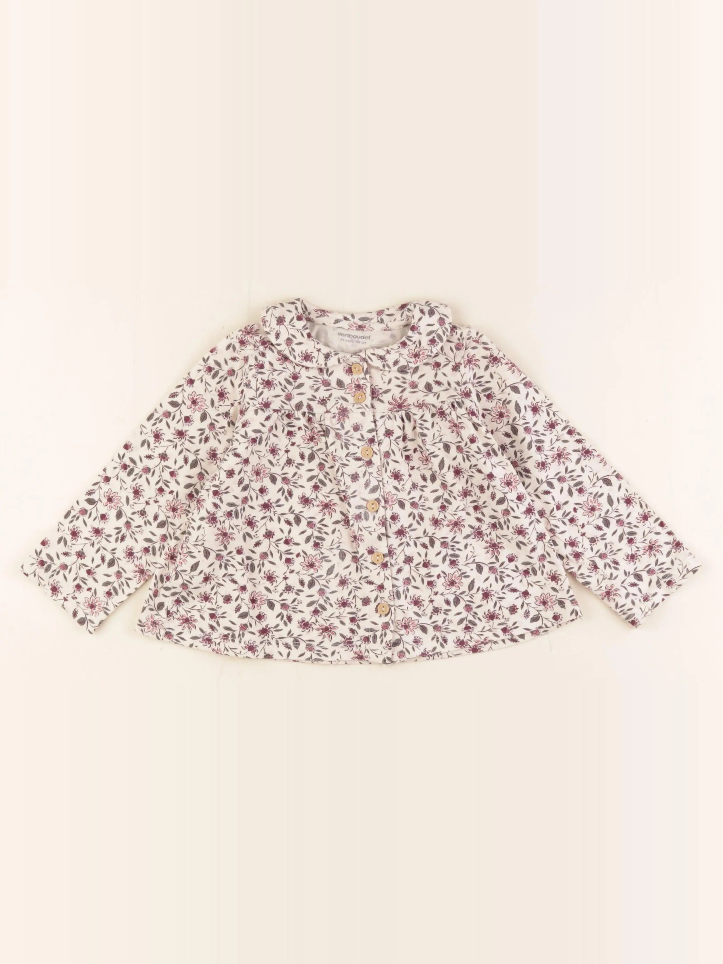 Vertbaudet - tee-shirt rose, beige - 2 ans