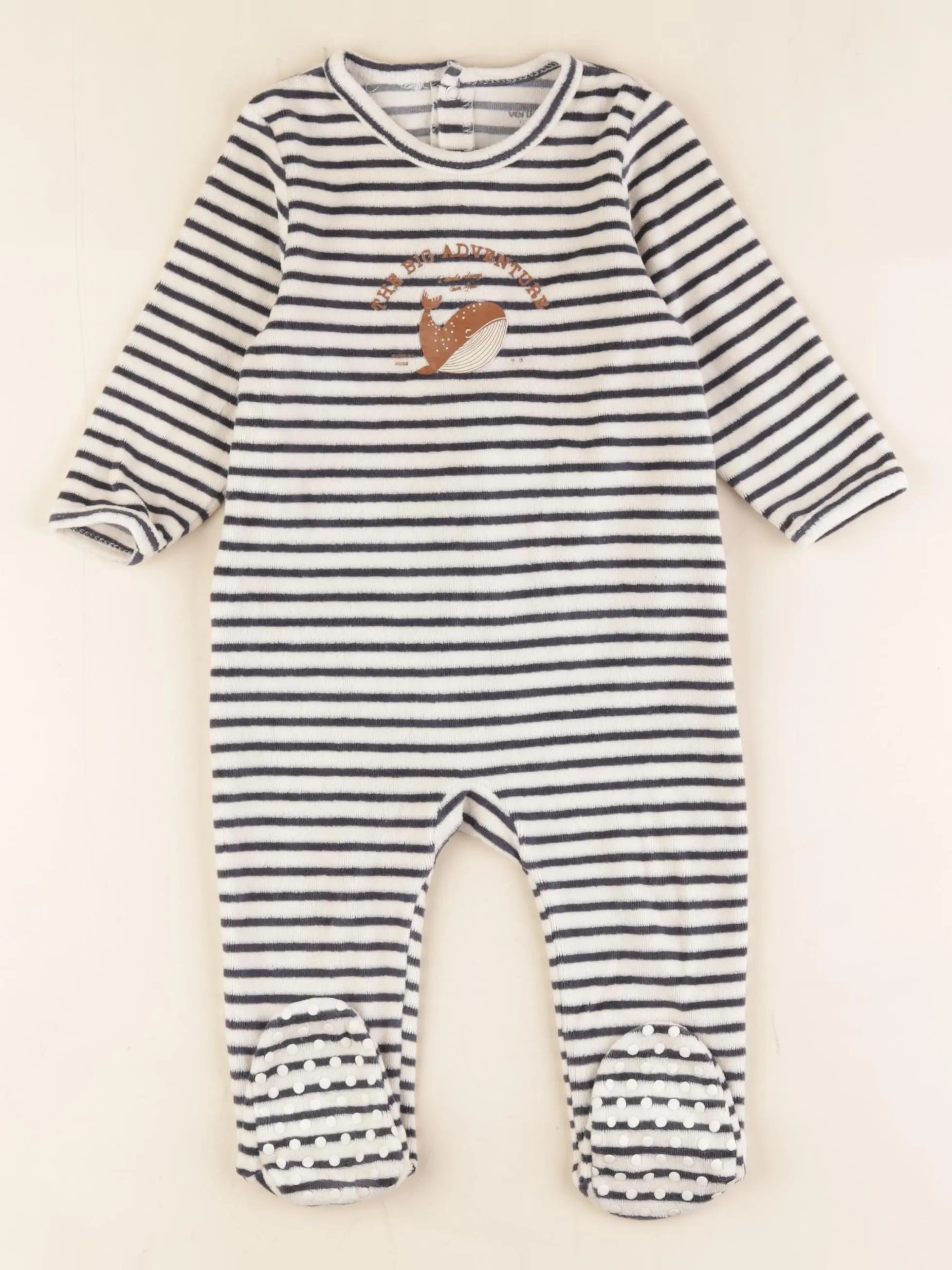 Vertbaudet - pyjama velours multicolore, blanc - 12 mois