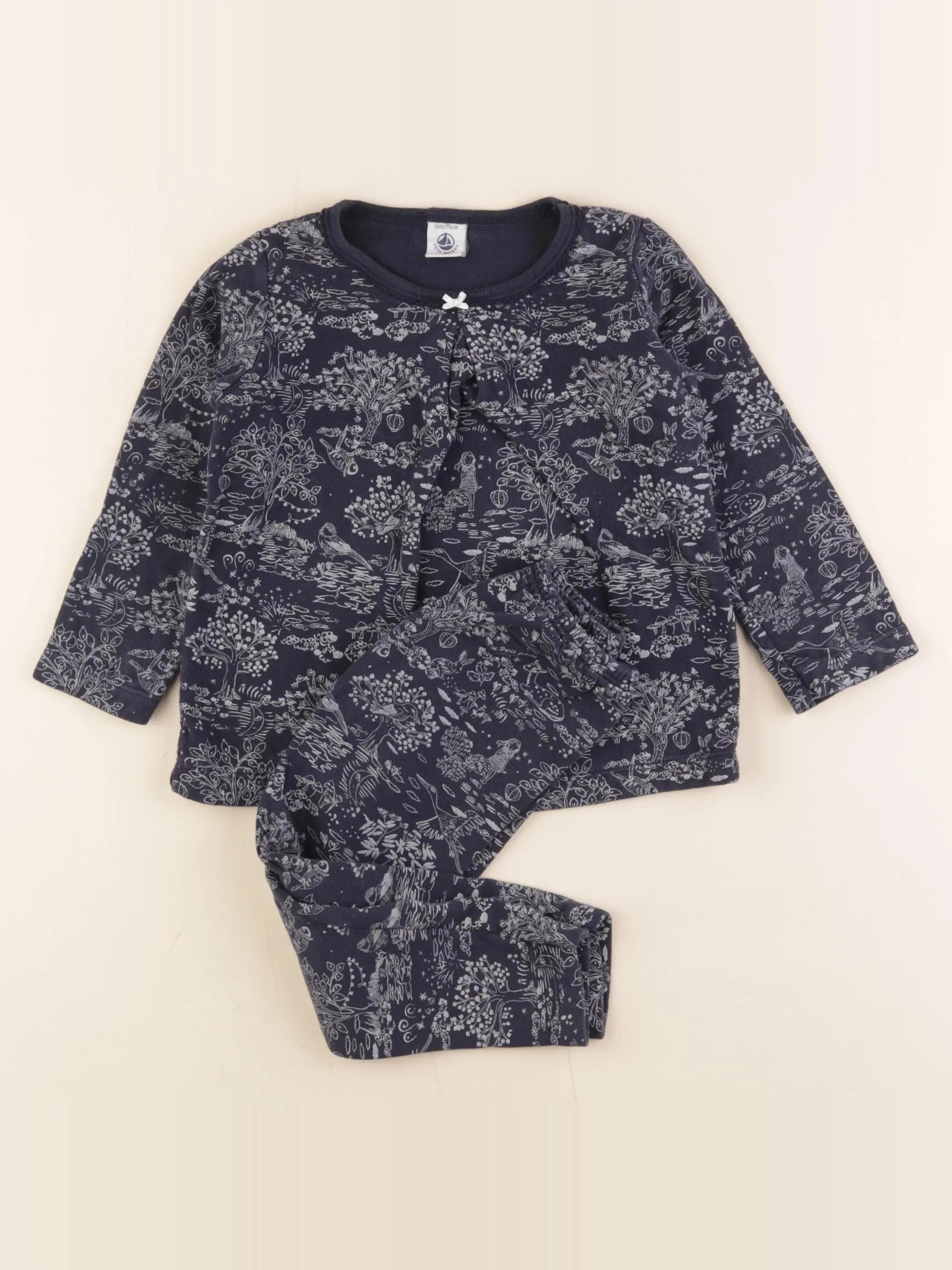 Petit Bateau - pyjama coton bleu - 3 ans