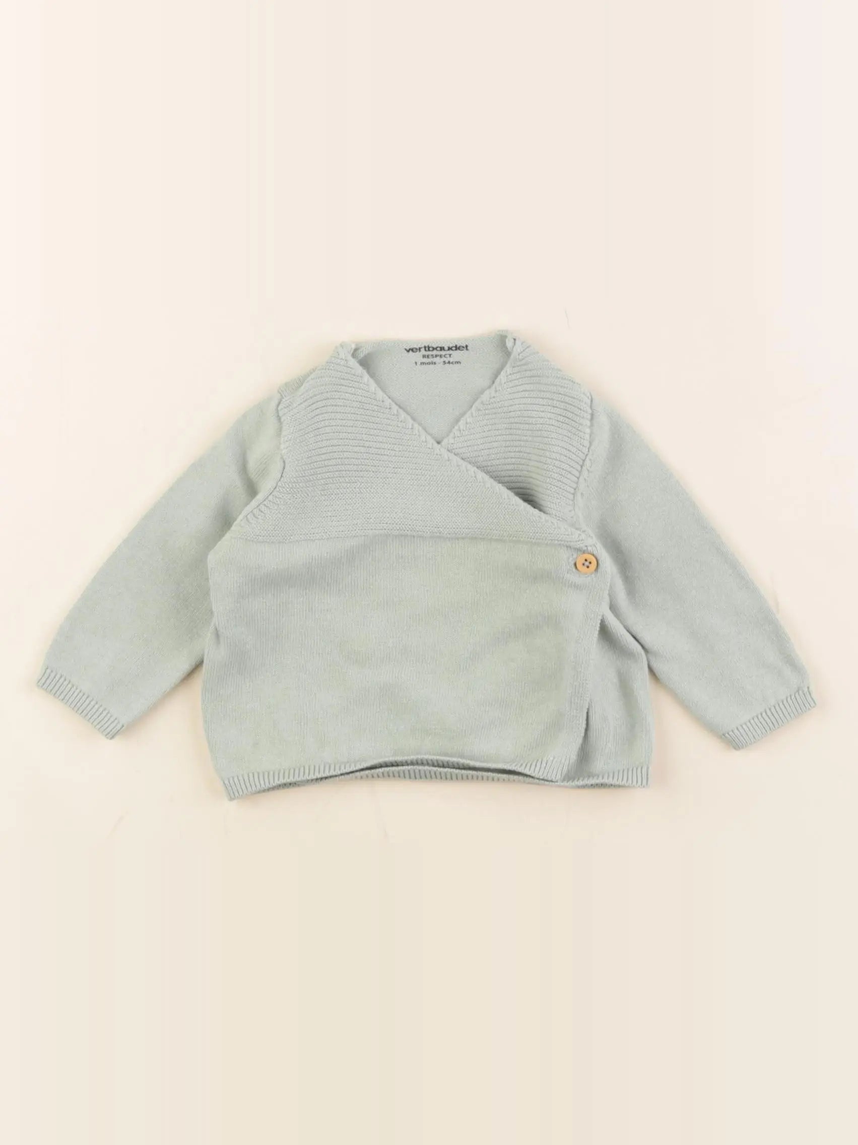 Vertbaudet - gilet vert - 1 mois