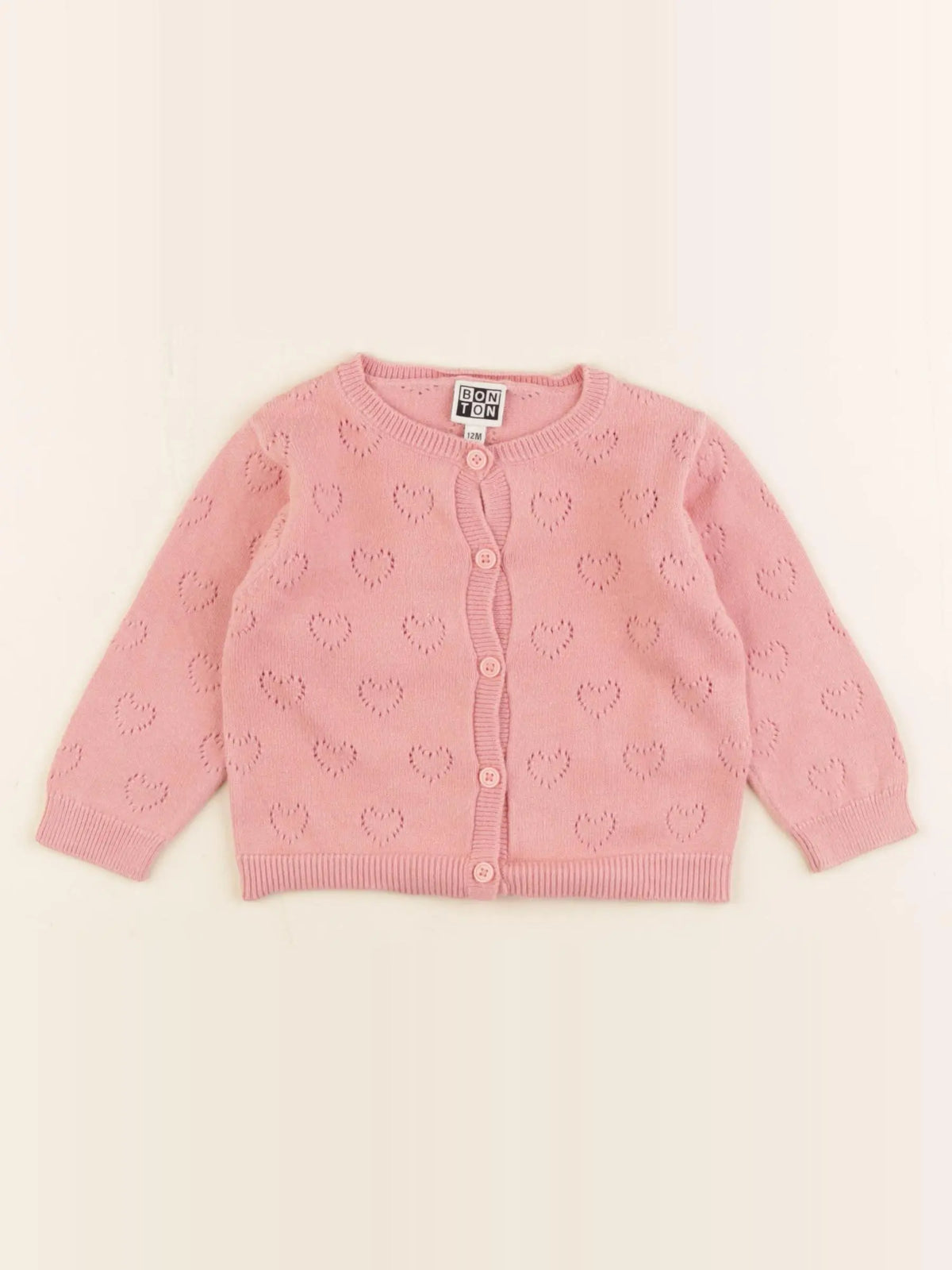 Bonton - gilet rose - 12 mois