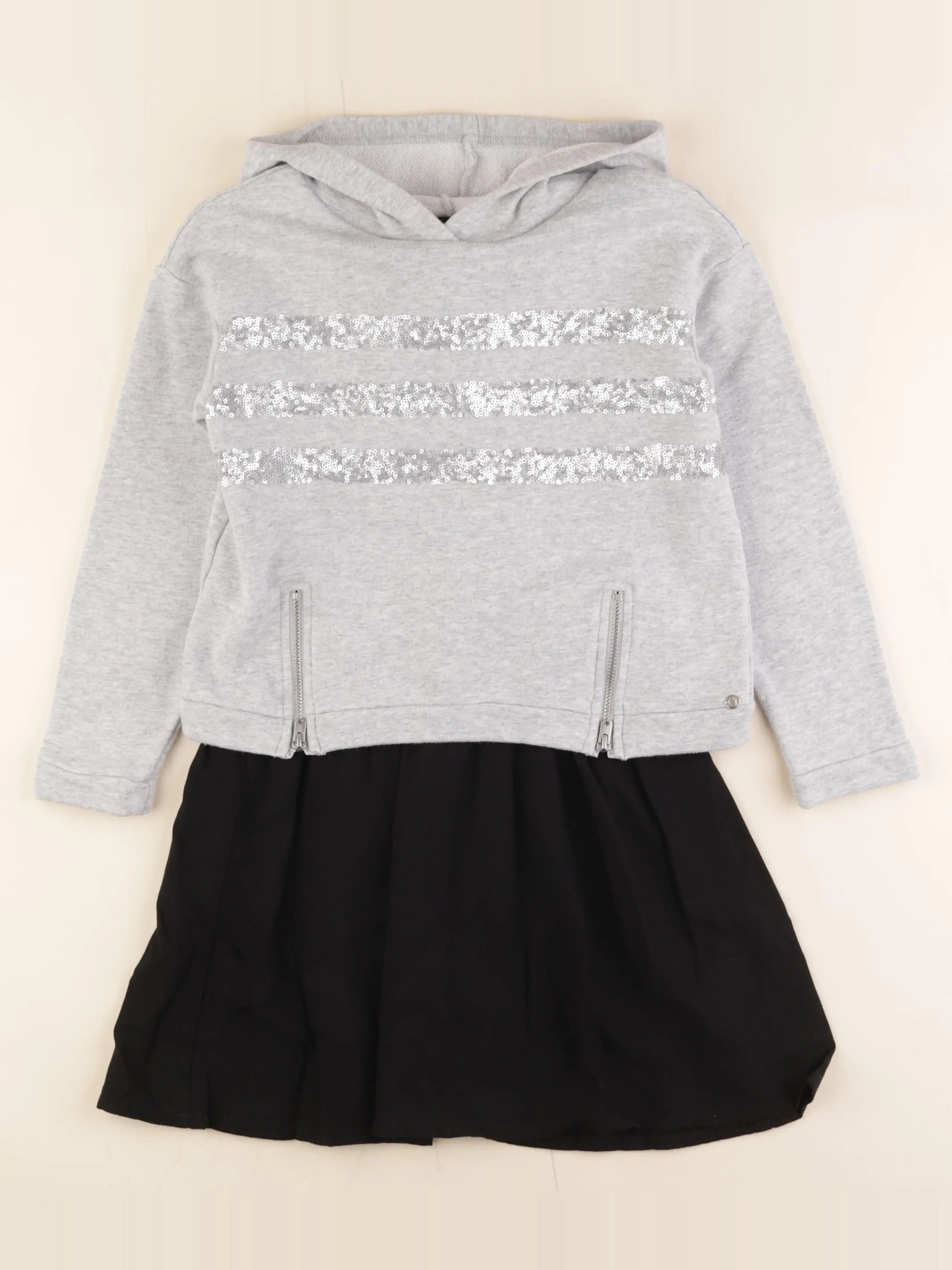 IKKS - robe gris, argent, noir - 8 ans