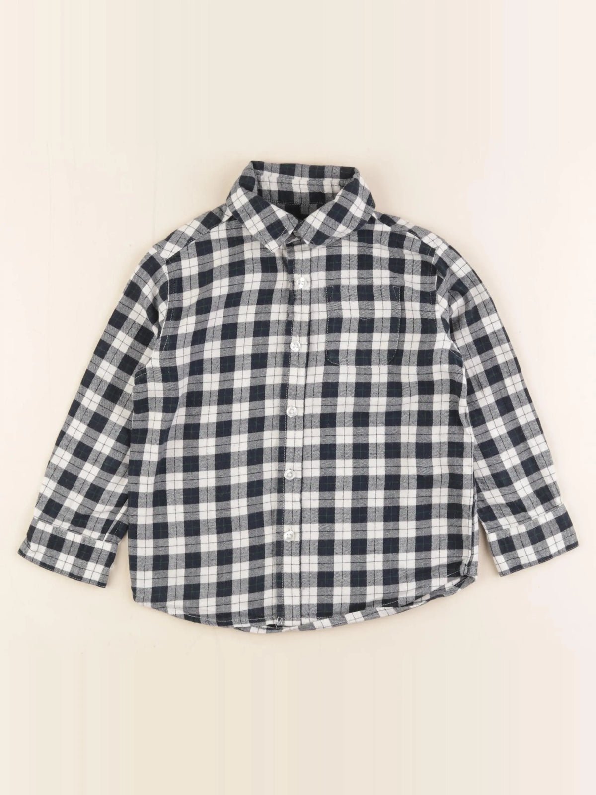 Monoprix - chemise bleu, blanc - 3 ans