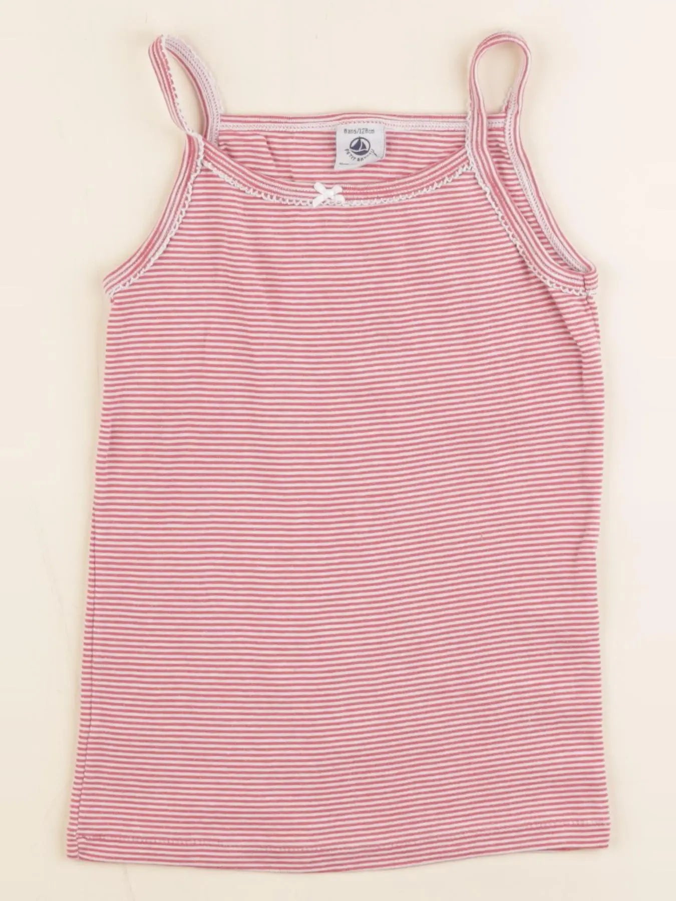 Petit Bateau - maillot de corps blanc, rouge - 8 ans