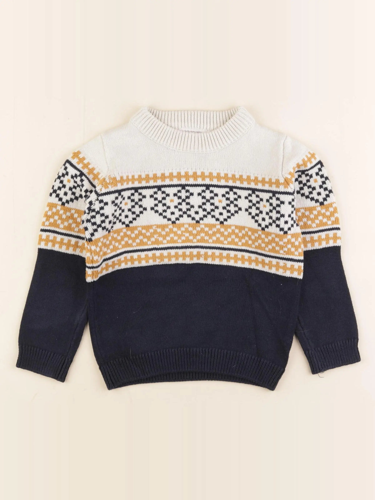 Eden & Victor - pull beige, bleu - 4 ans