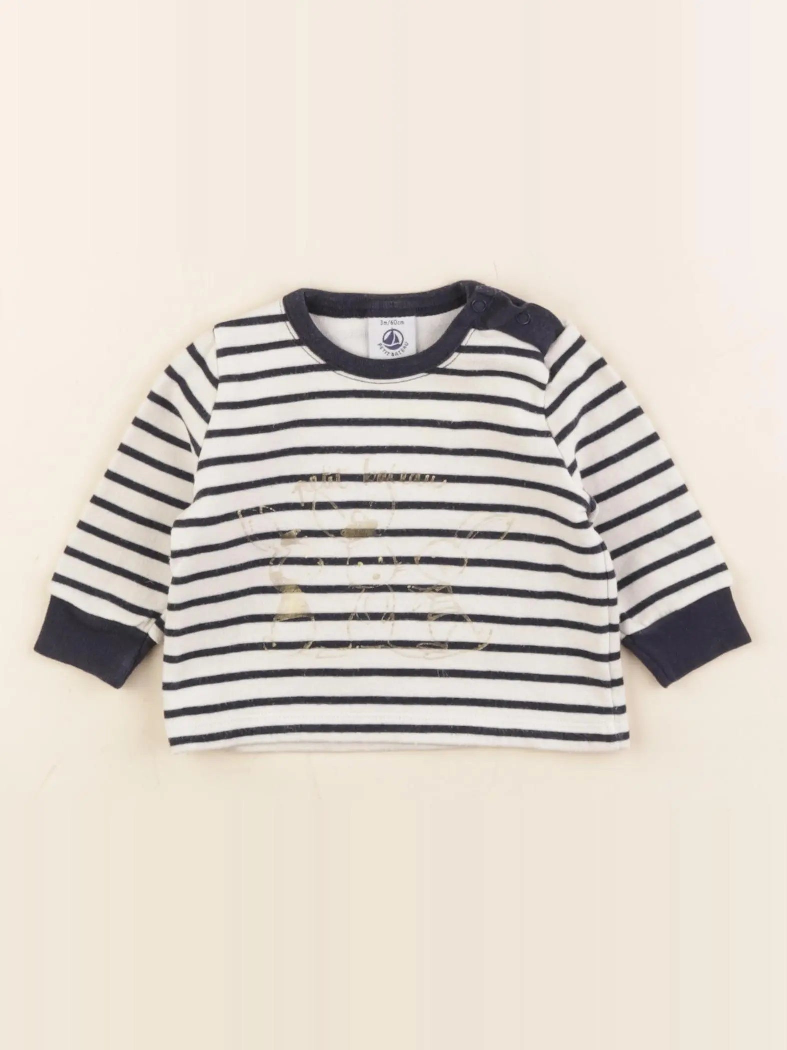 Petit Bateau - tee-shirt beige, bleu - 3 mois