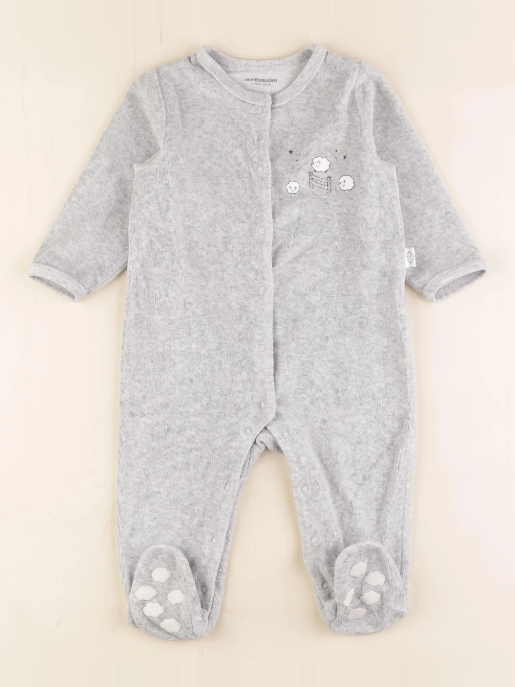 Vertbaudet - pyjama velours gris - 12 mois
