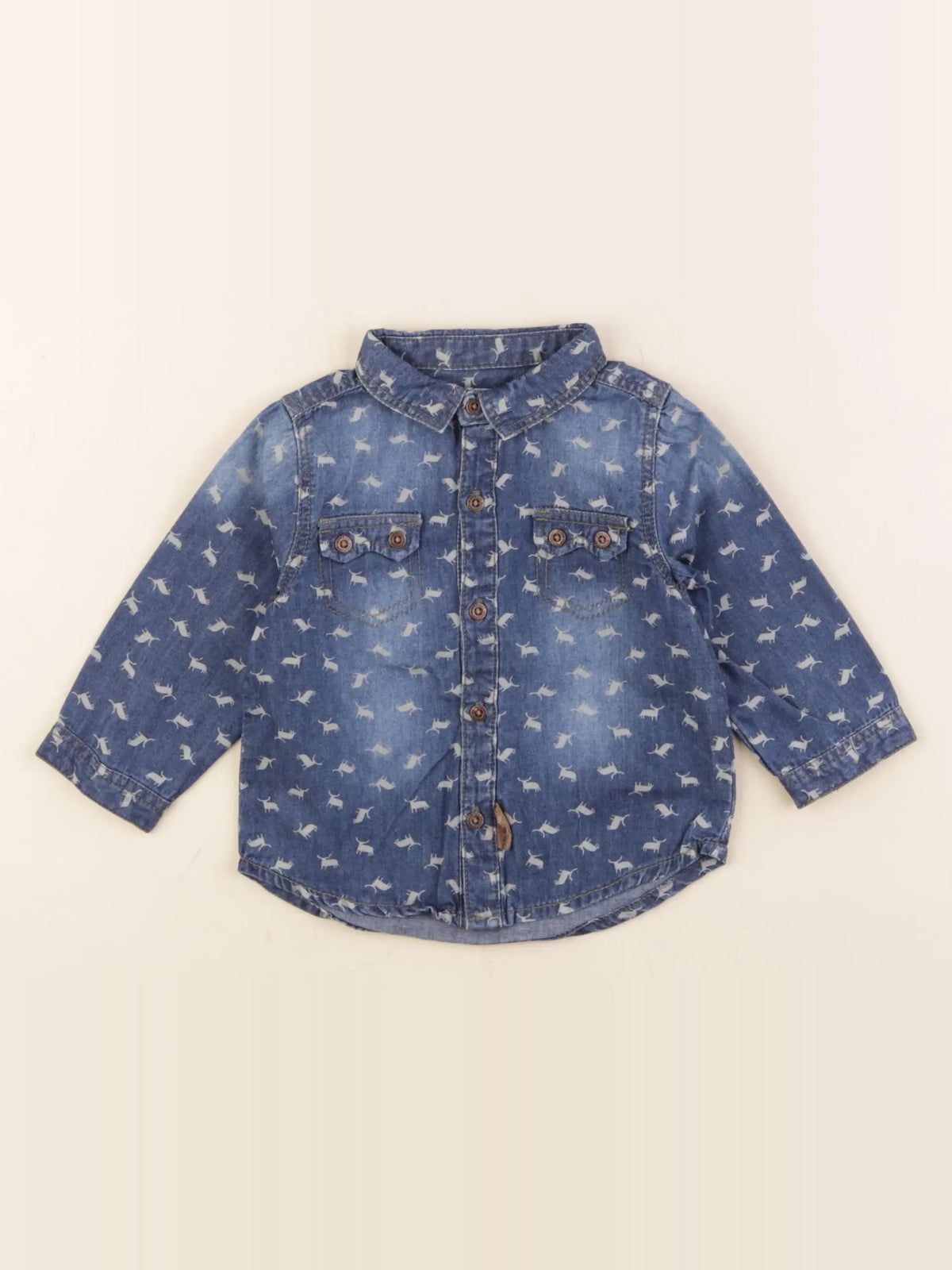 Vertbaudet - chemise bleu - 6 mois