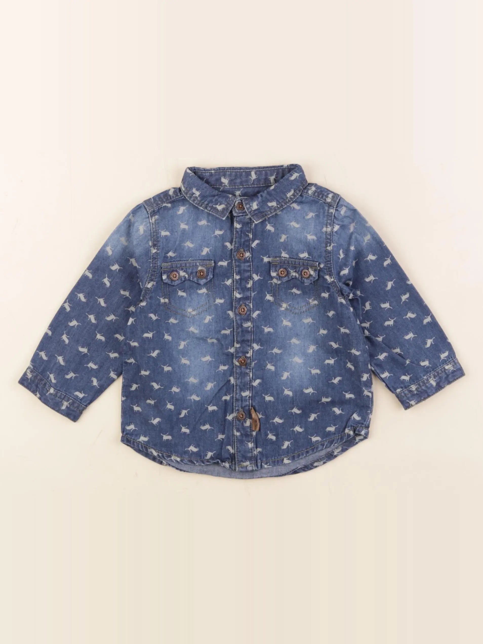Vertbaudet - chemise bleu - 6 mois