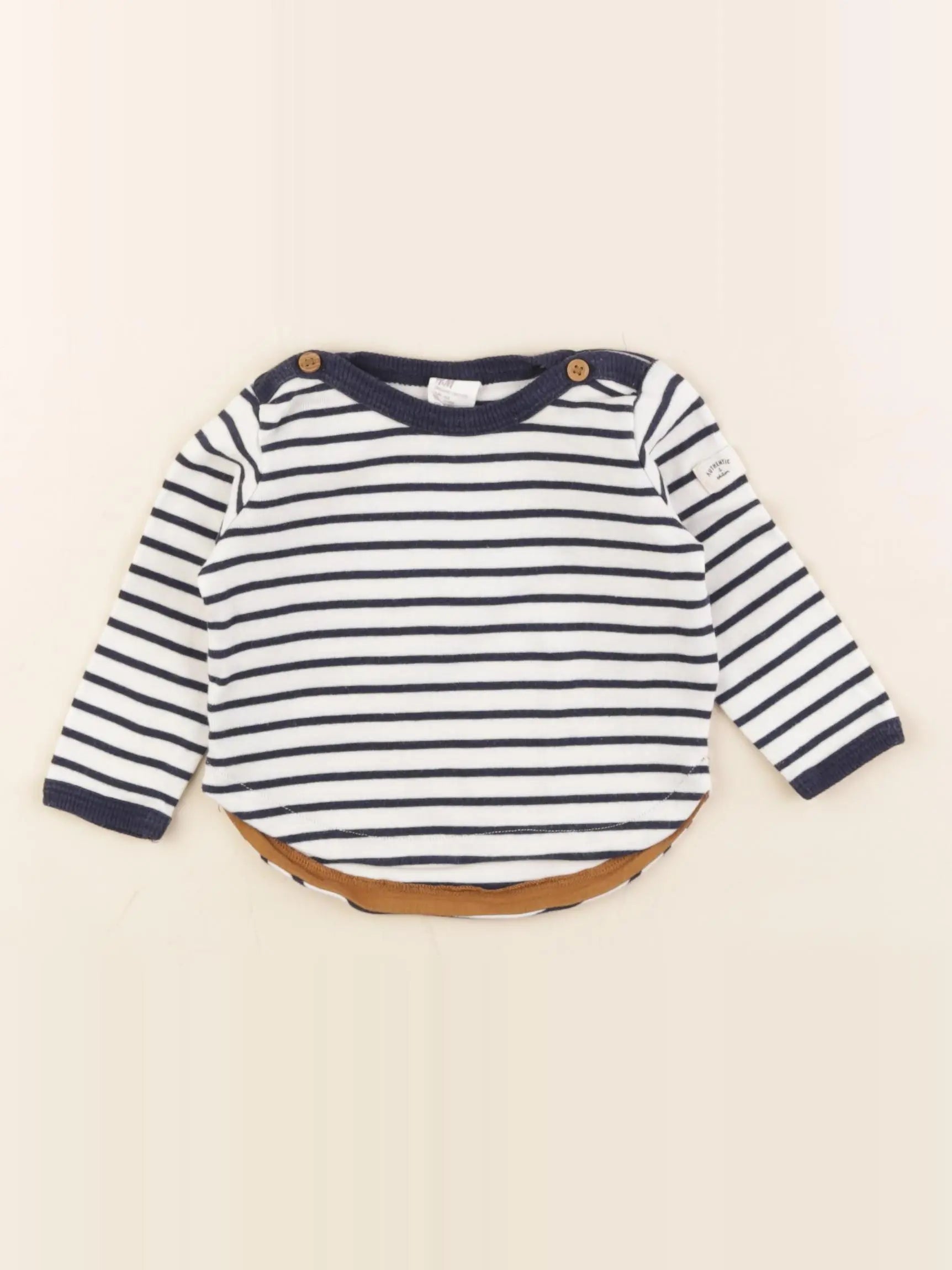 H&M - tee-shirt blanc, bleu - 2/4 mois