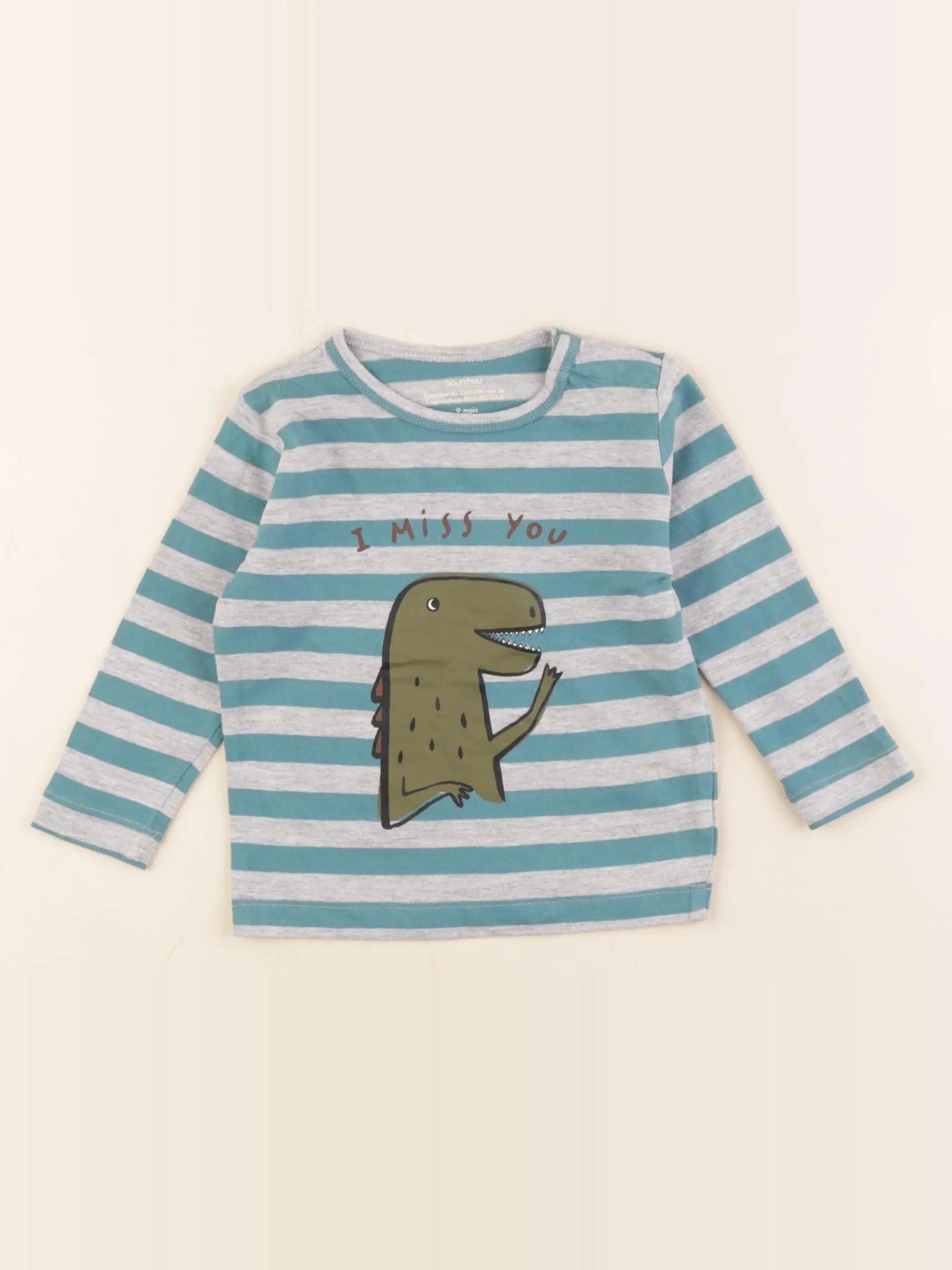Boutchou - tee-shirt gris, vert - 9 mois