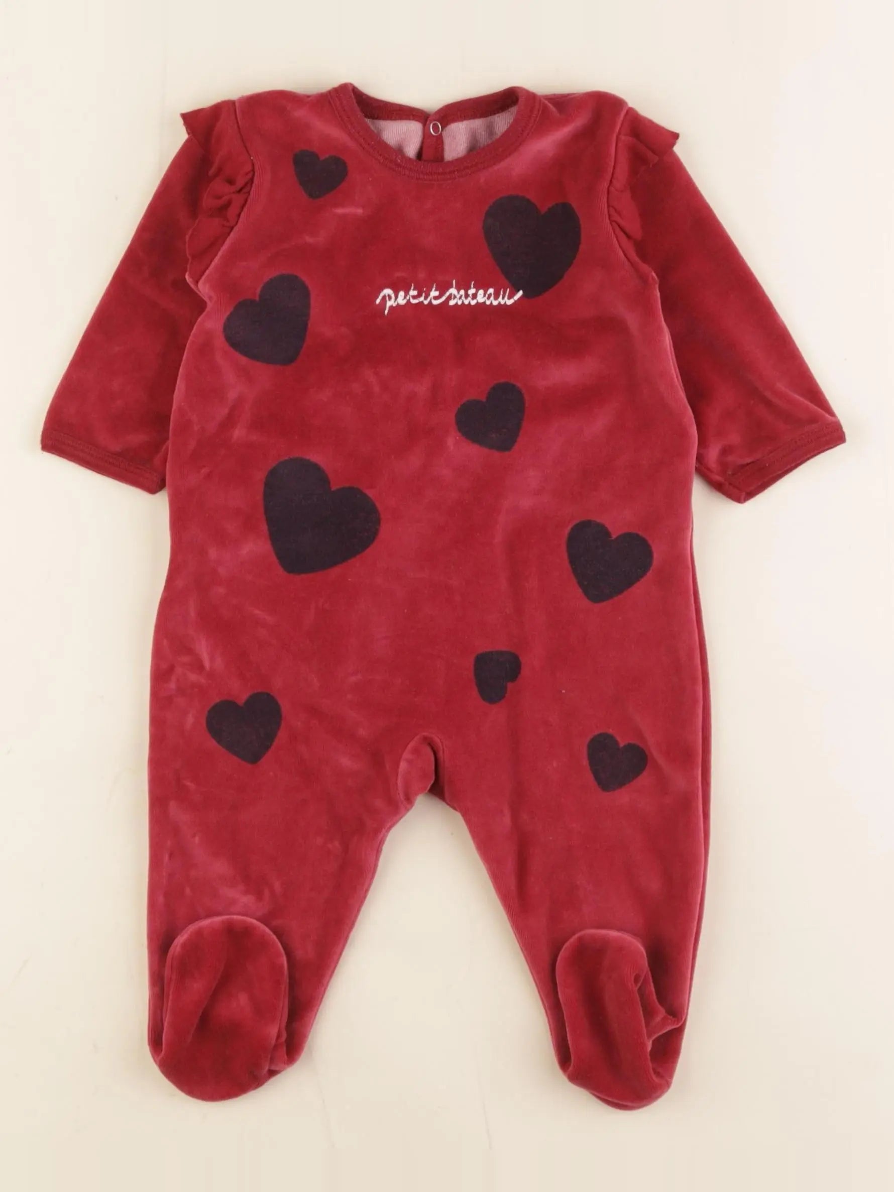 Petit Bateau - pyjama velours rouge - 6 mois