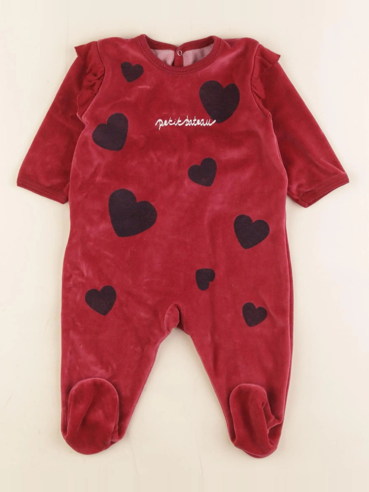 Petit Bateau - pyjama velours rouge - 6 mois