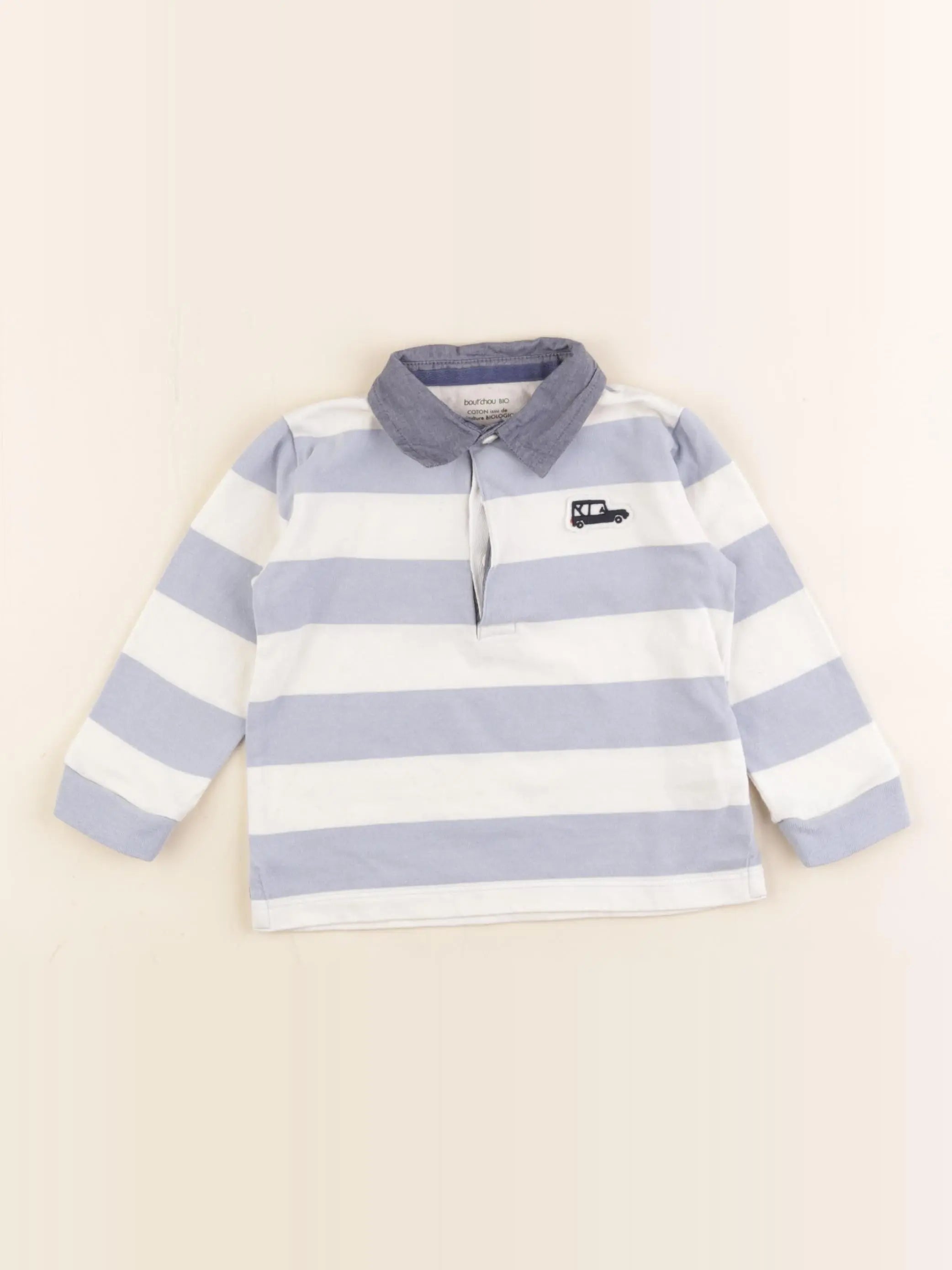 Boutchou - polo bleu, blanc - 12 mois