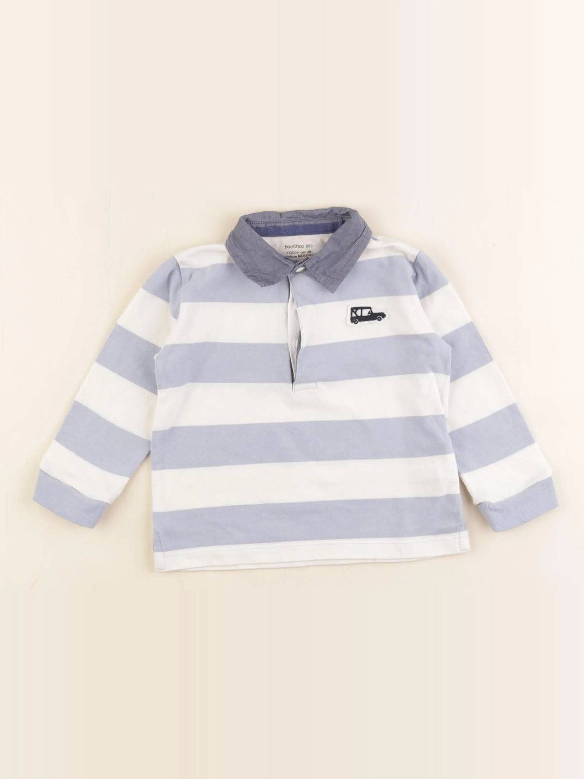 Boutchou - polo bleu, blanc - 12 mois