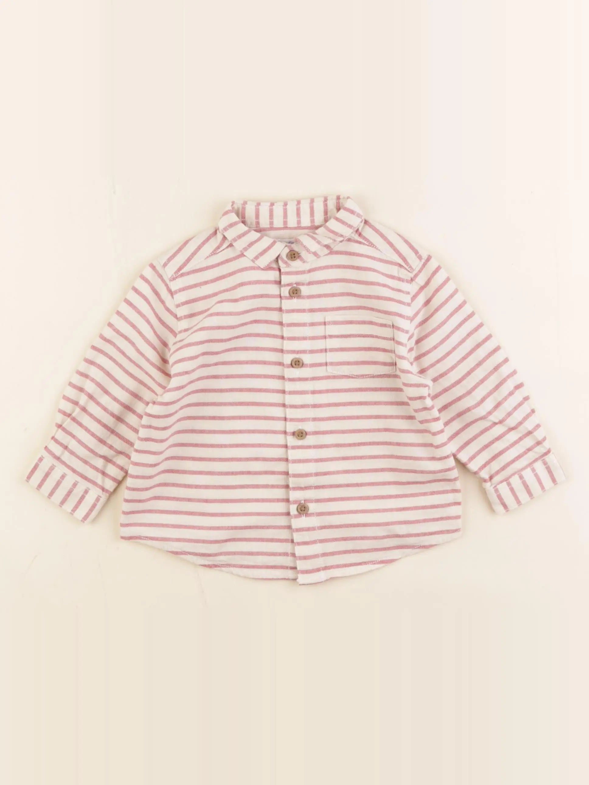 Boutchou - chemise beige, rouge - 6 mois