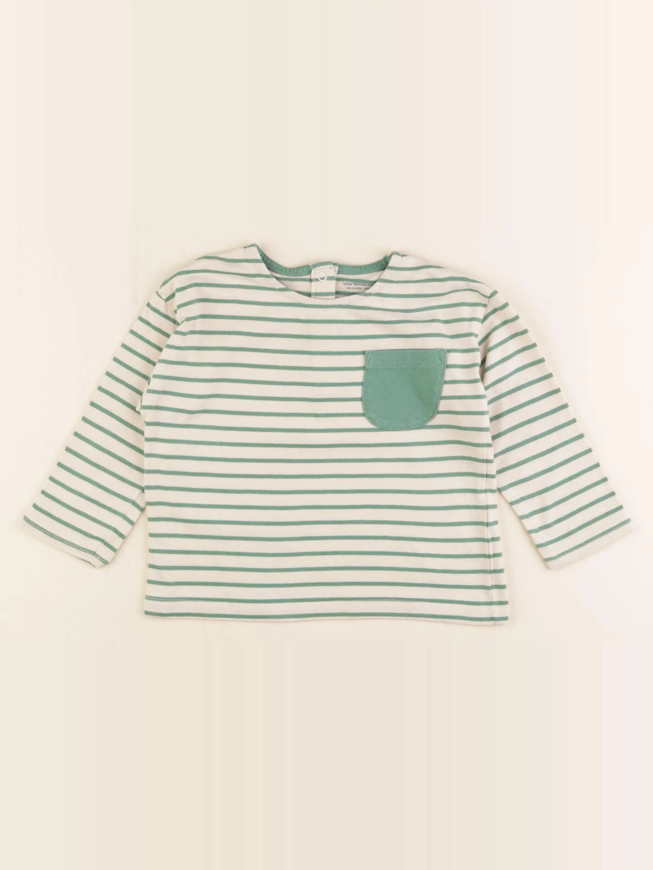 Vertbaudet - tee-shirt beige, vert - 18 mois