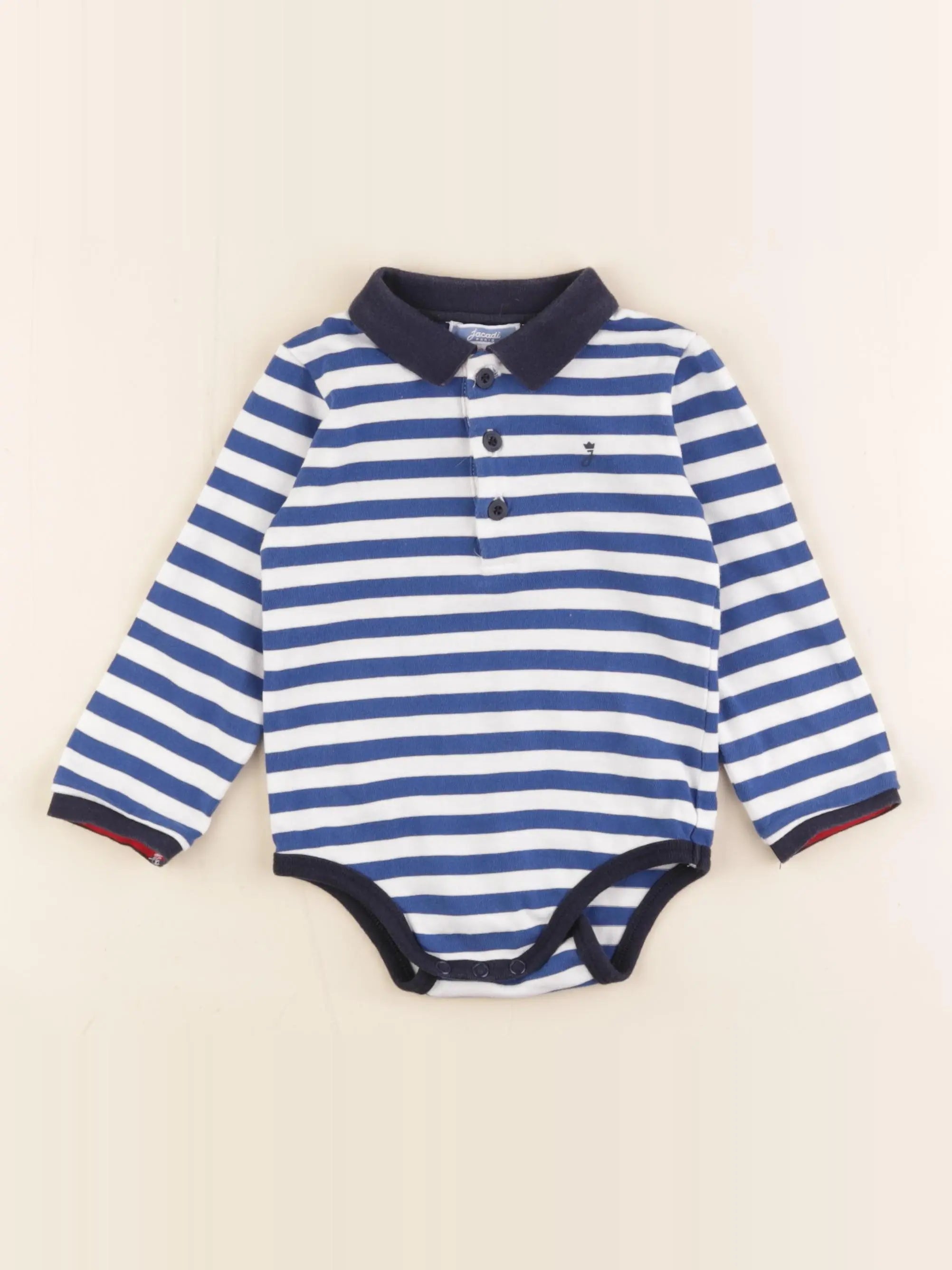 Jacadi - body à col bleu, blanc - 24 mois