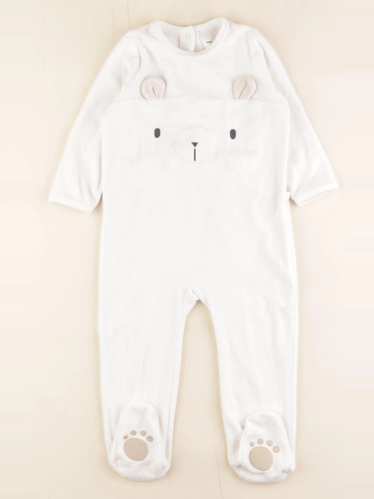 Vertbaudet - pyjama velours blanc - 2 ans