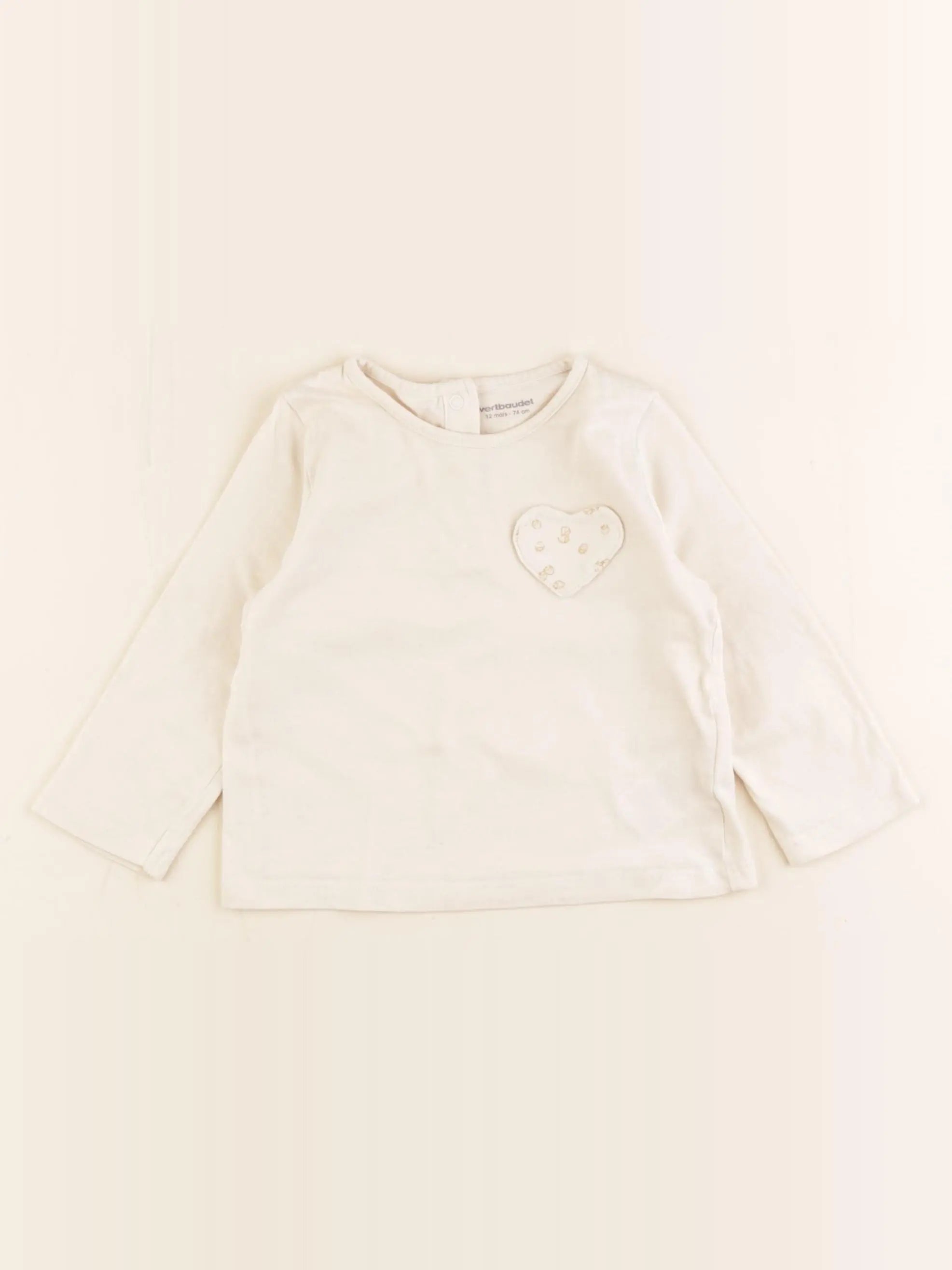 Vertbaudet - tee-shirt blanc - 12 mois
