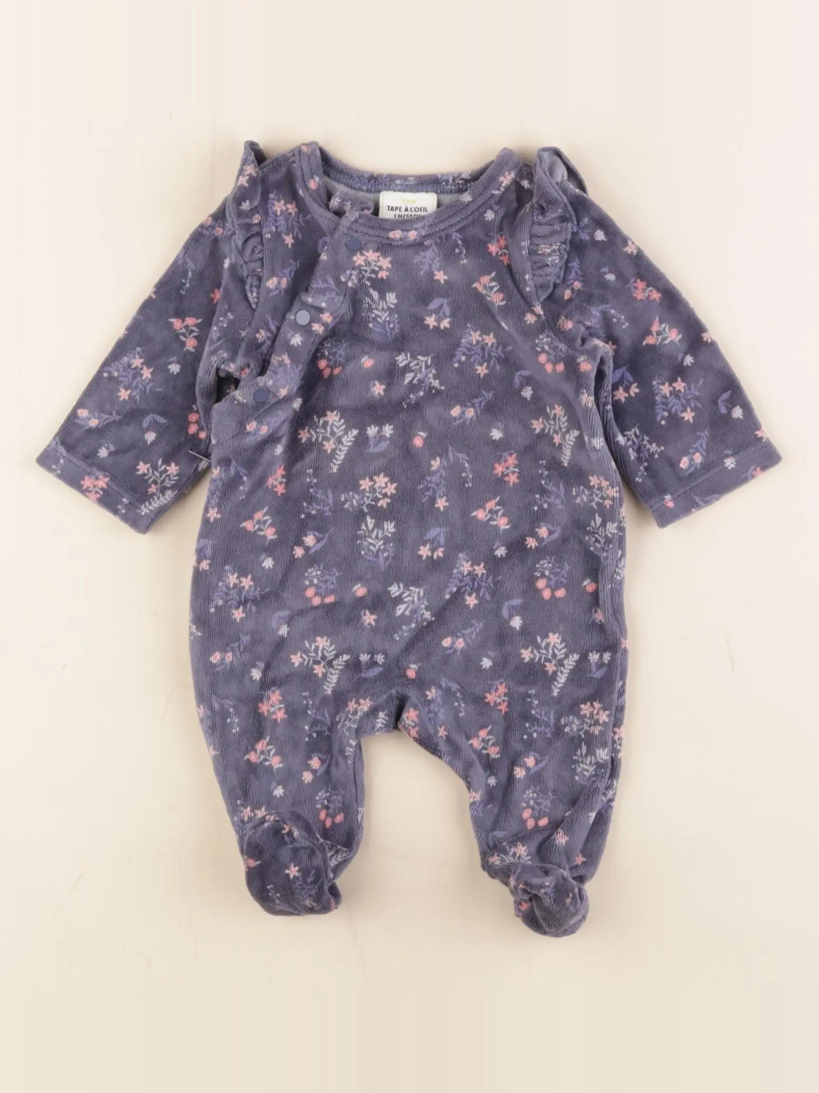 Tape à l'oeil - pyjama velours violet - 1 mois