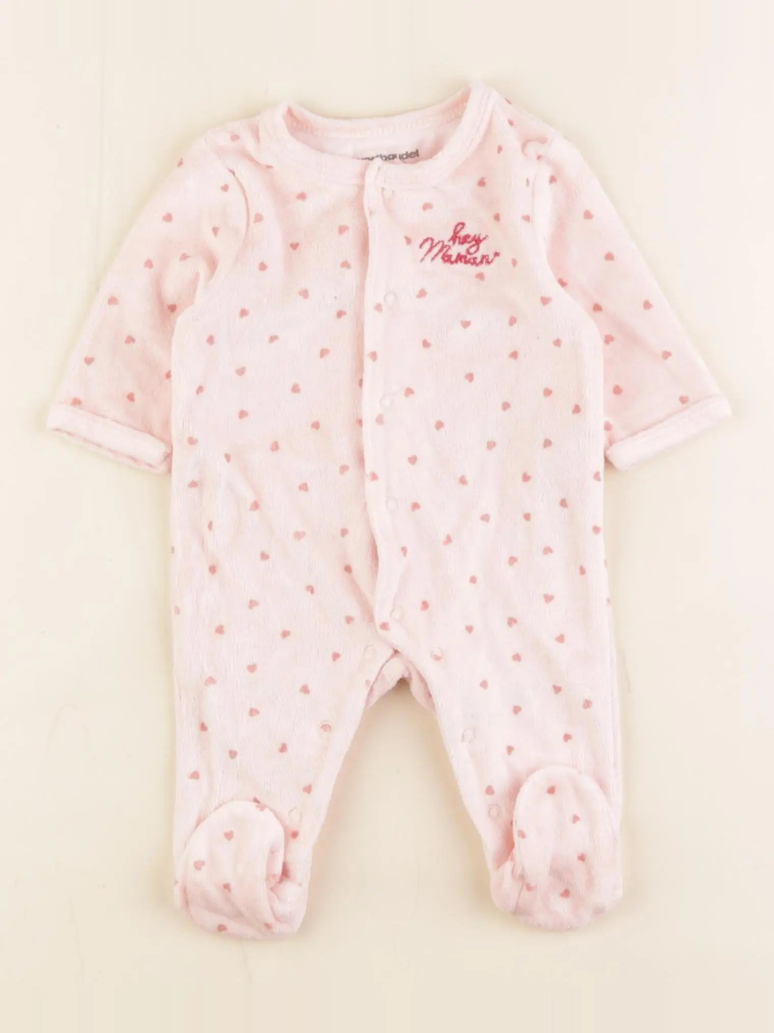 Vertbaudet - pyjama velours rose - 1 mois