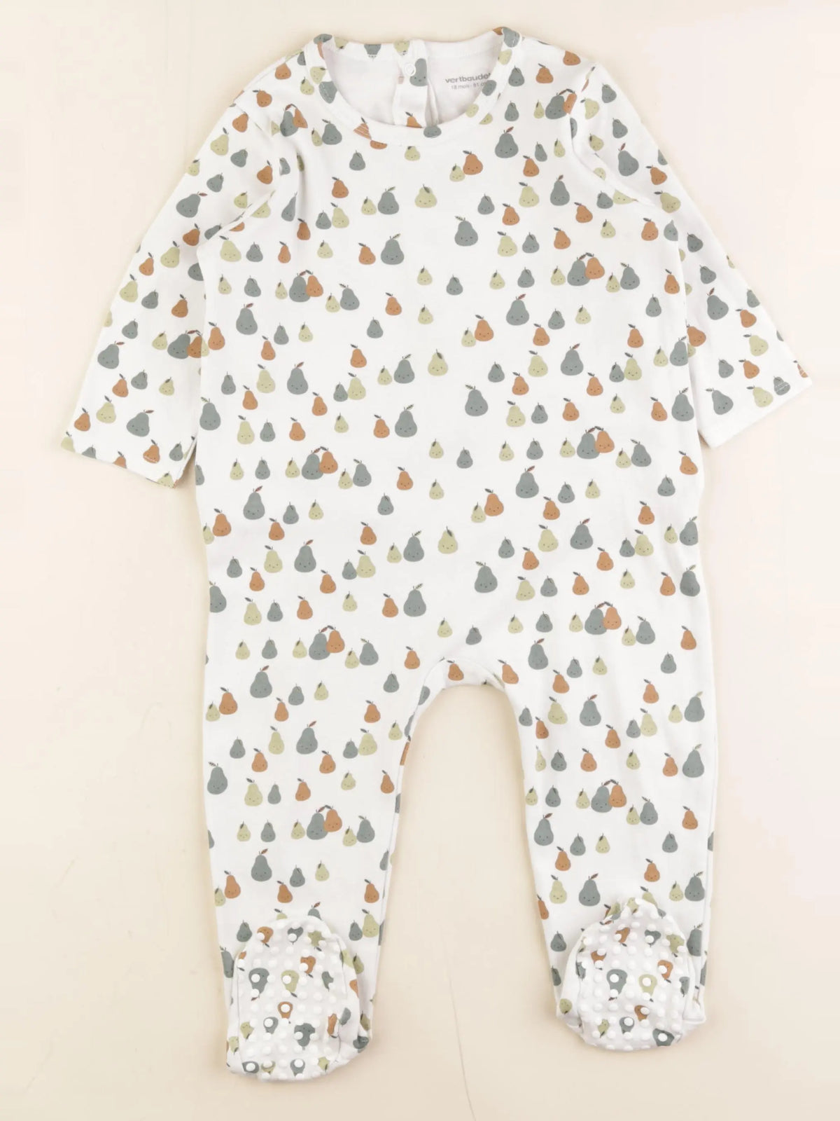 Vertbaudet - pyjama coton blanc, vert - 18 mois