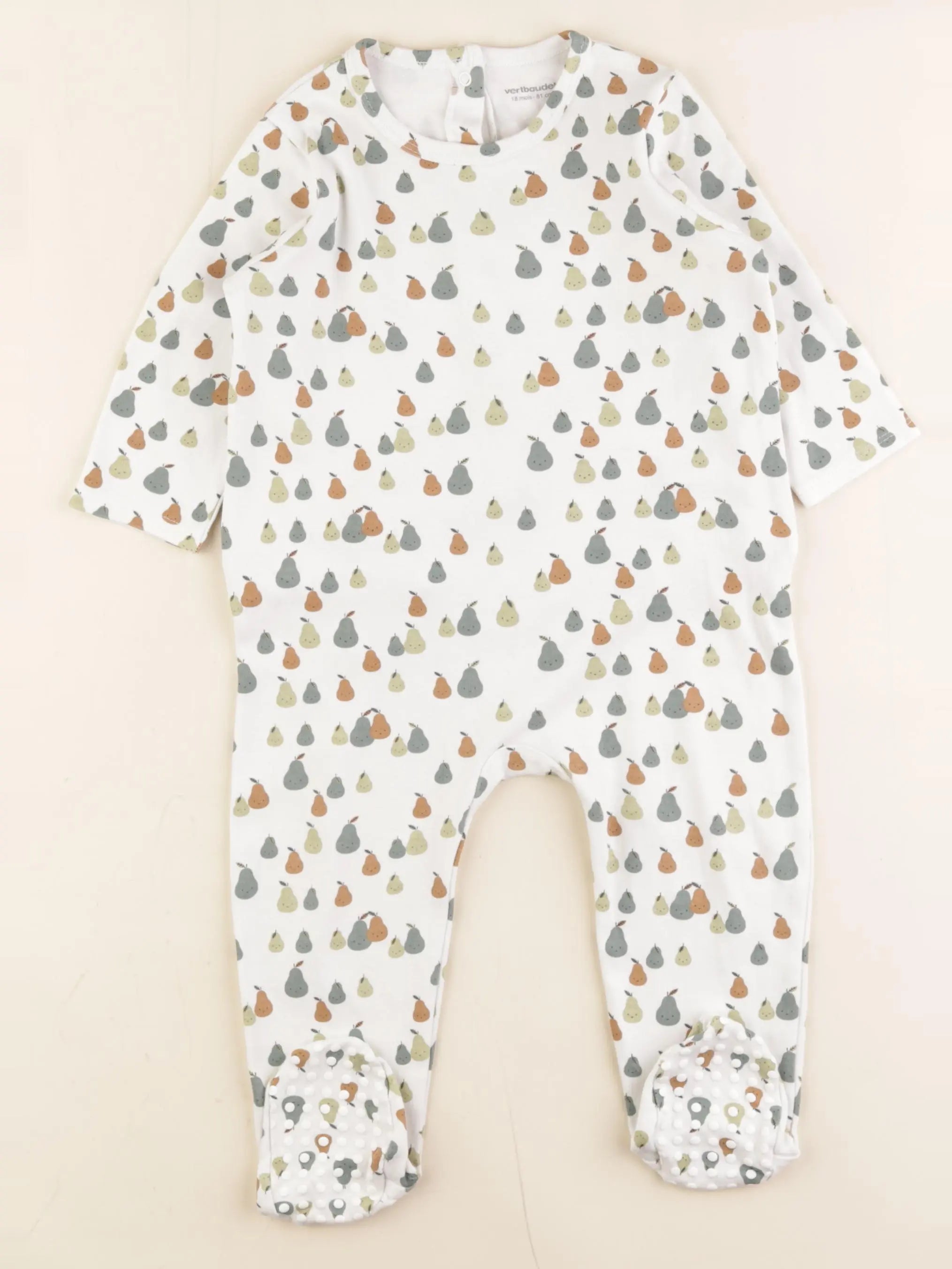 Vertbaudet - pyjama coton blanc, vert - 18 mois
