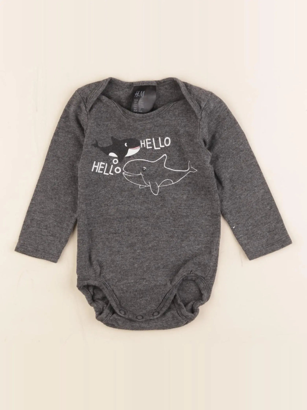 H&M - body gris - 2/4 mois