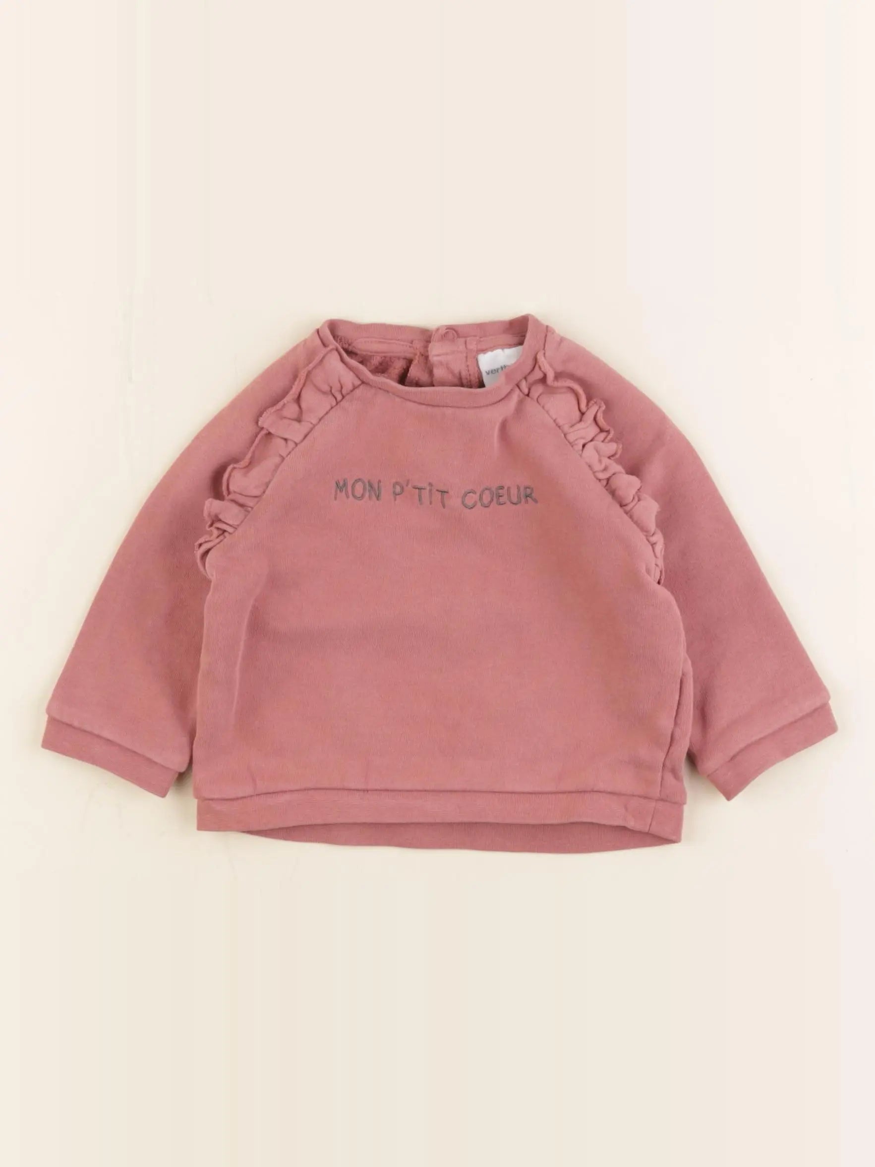 Vertbaudet - sweat rose - 6 mois