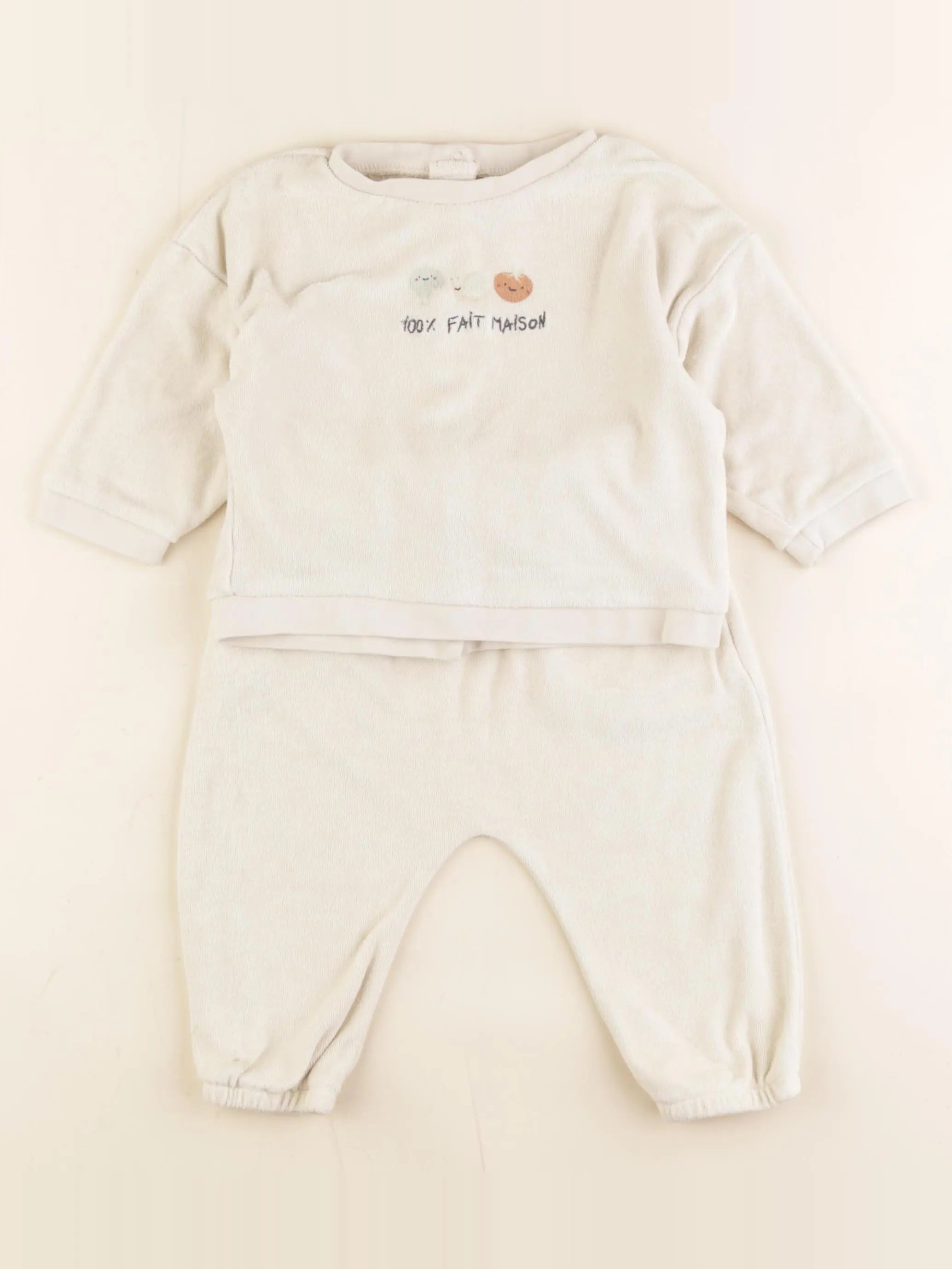 Vertbaudet - ensemble beige - 12 mois