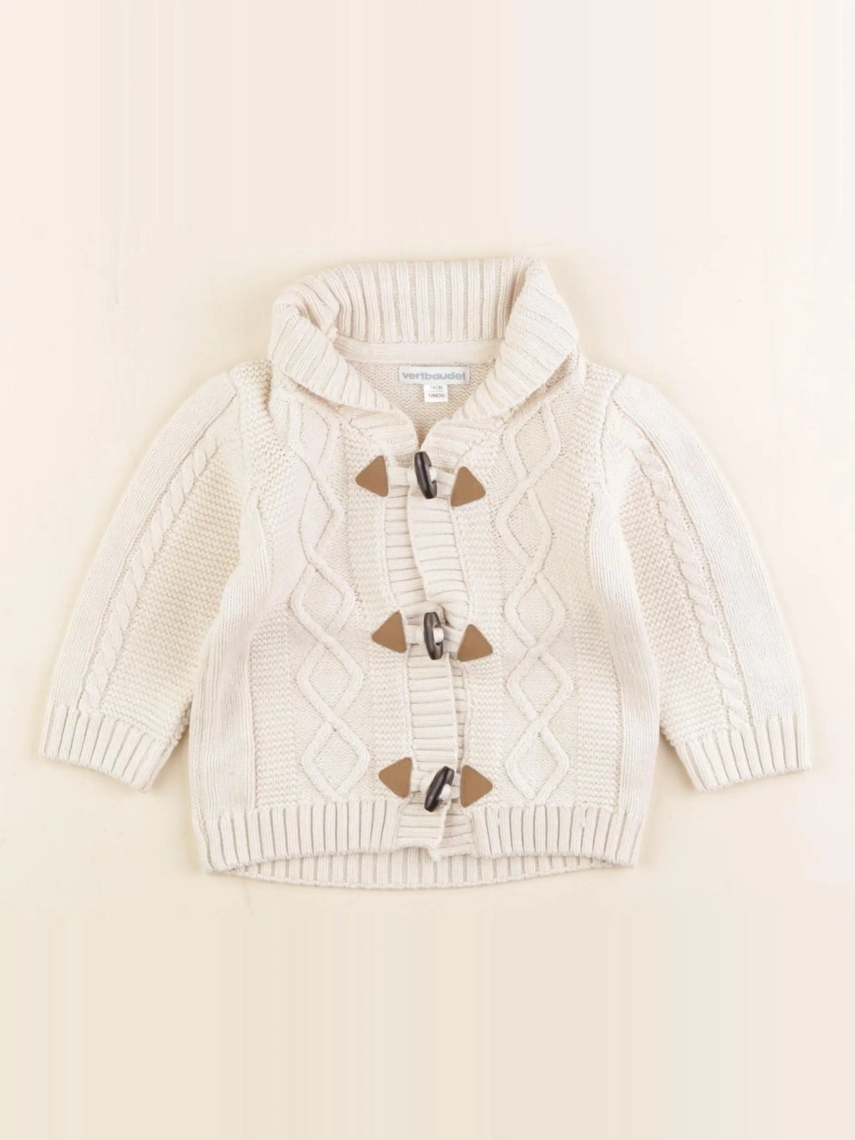 Vertbaudet - gilet beige - 12 mois