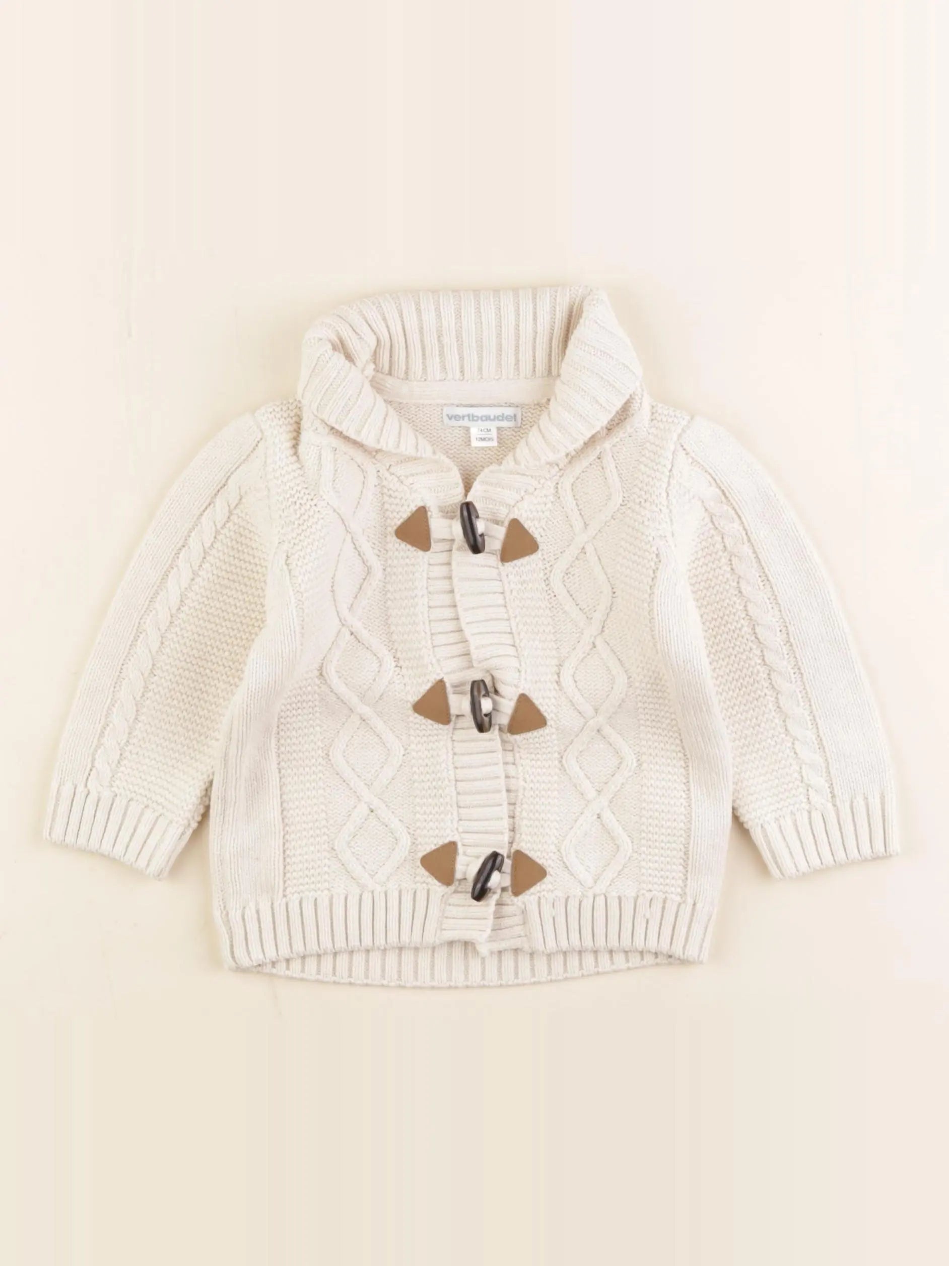 Vertbaudet - gilet beige - 12 mois