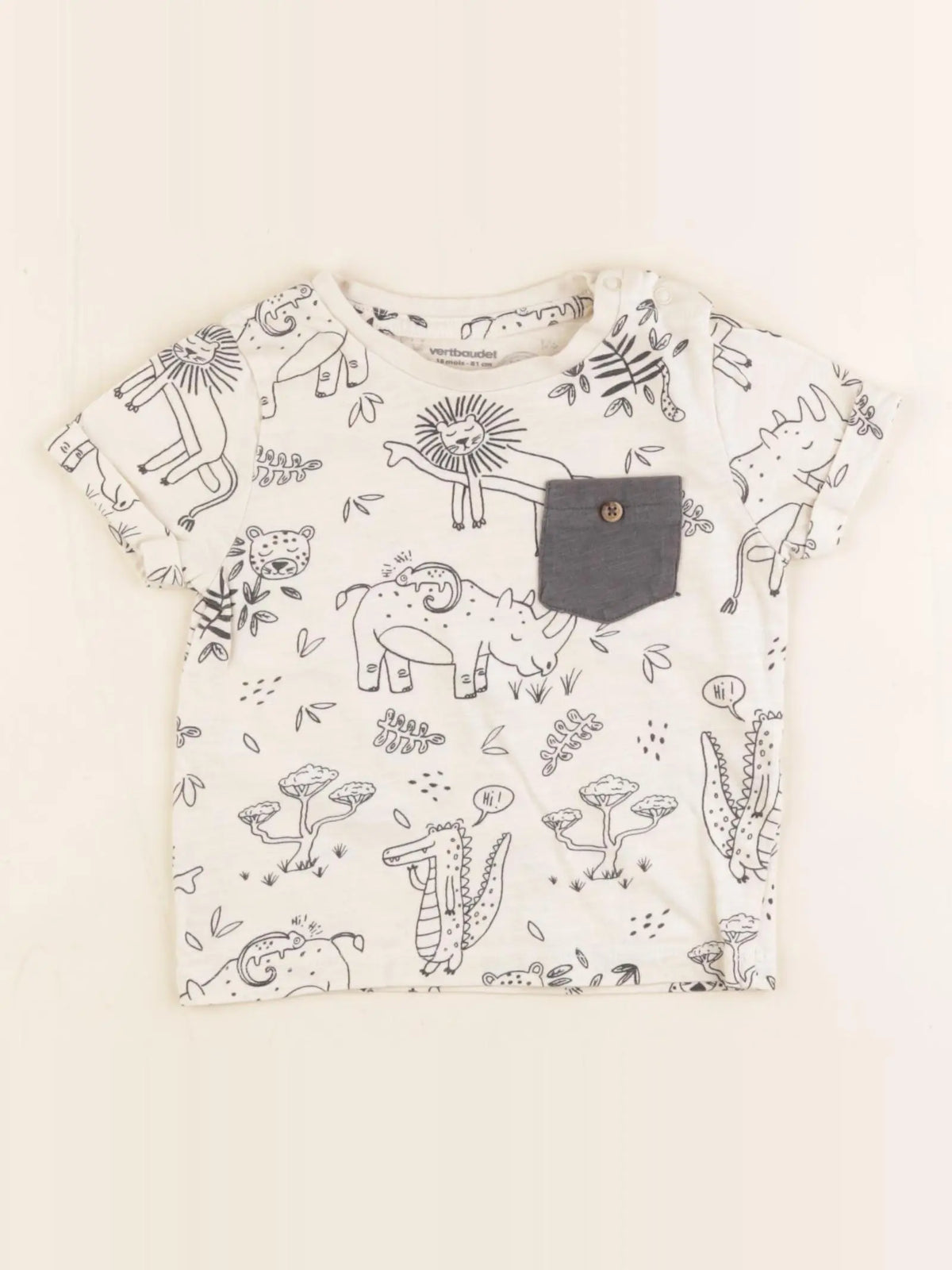 Vertbaudet - tee-shirt beige, noir - 18 mois