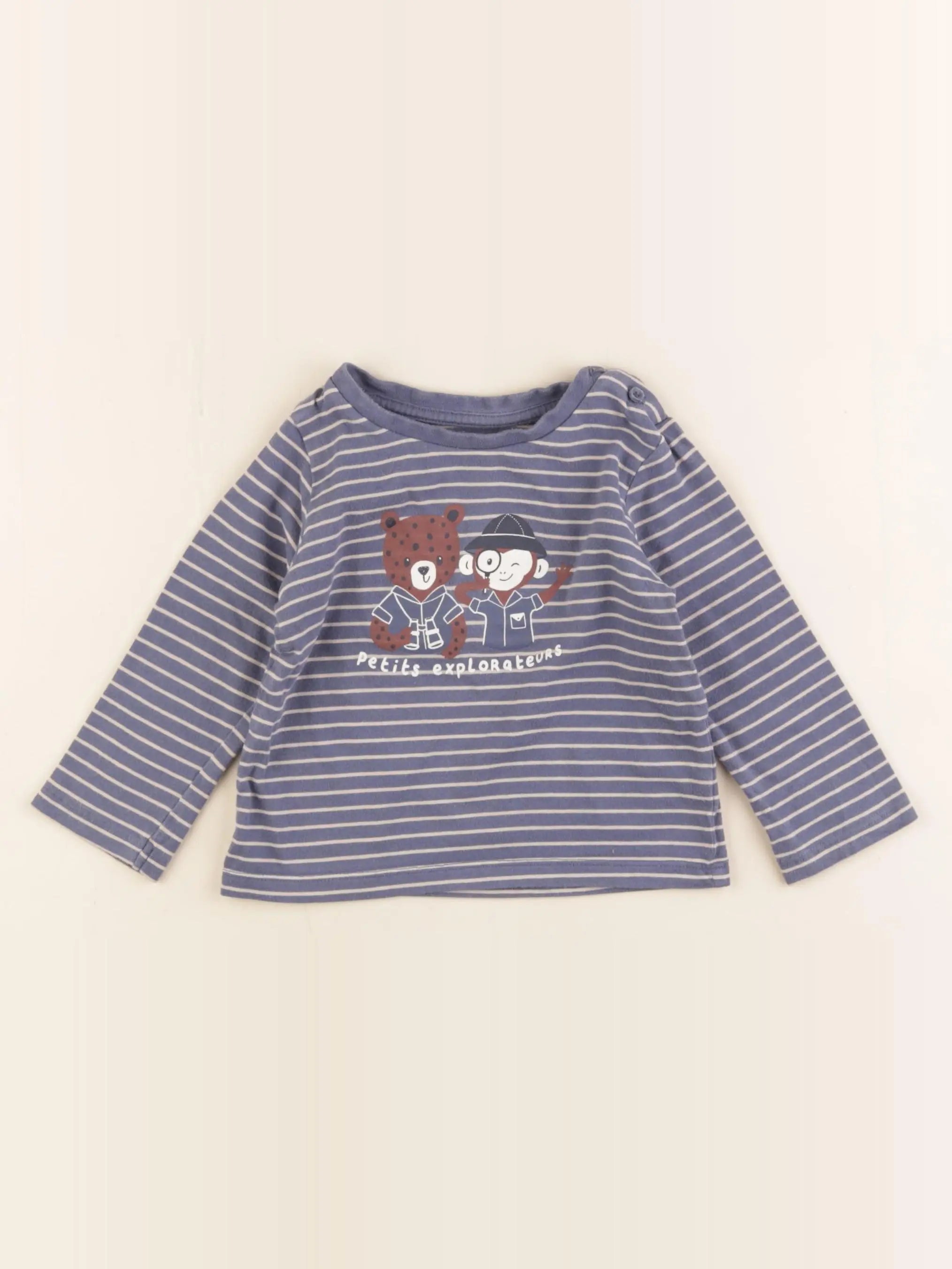 Vertbaudet - tee-shirt bleu - 12 mois