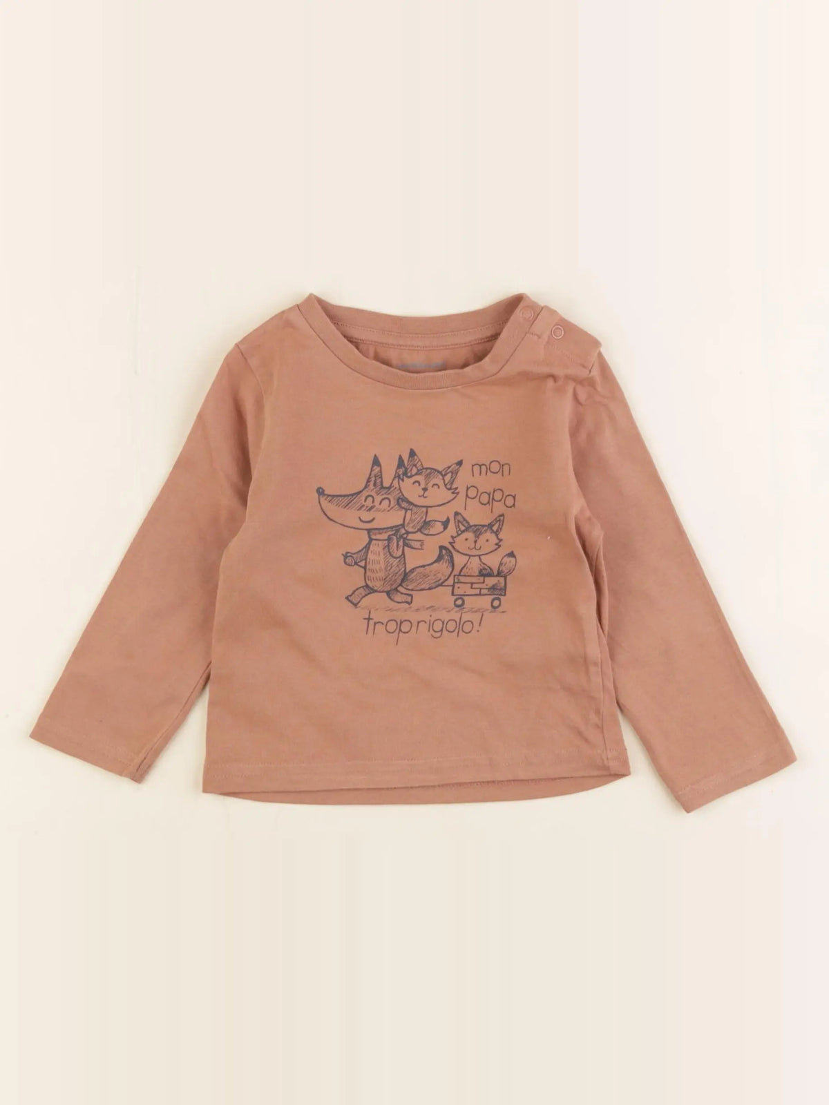 Vertbaudet - tee-shirt marron - 9 mois