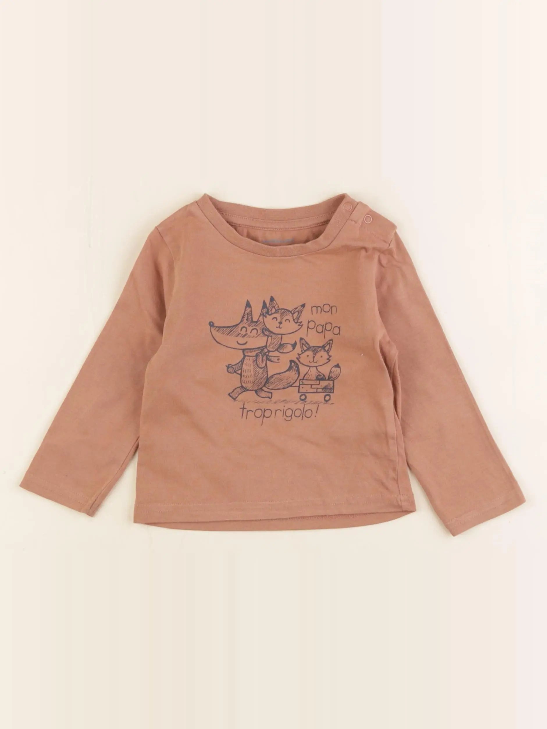 Vertbaudet - tee-shirt marron - 9 mois