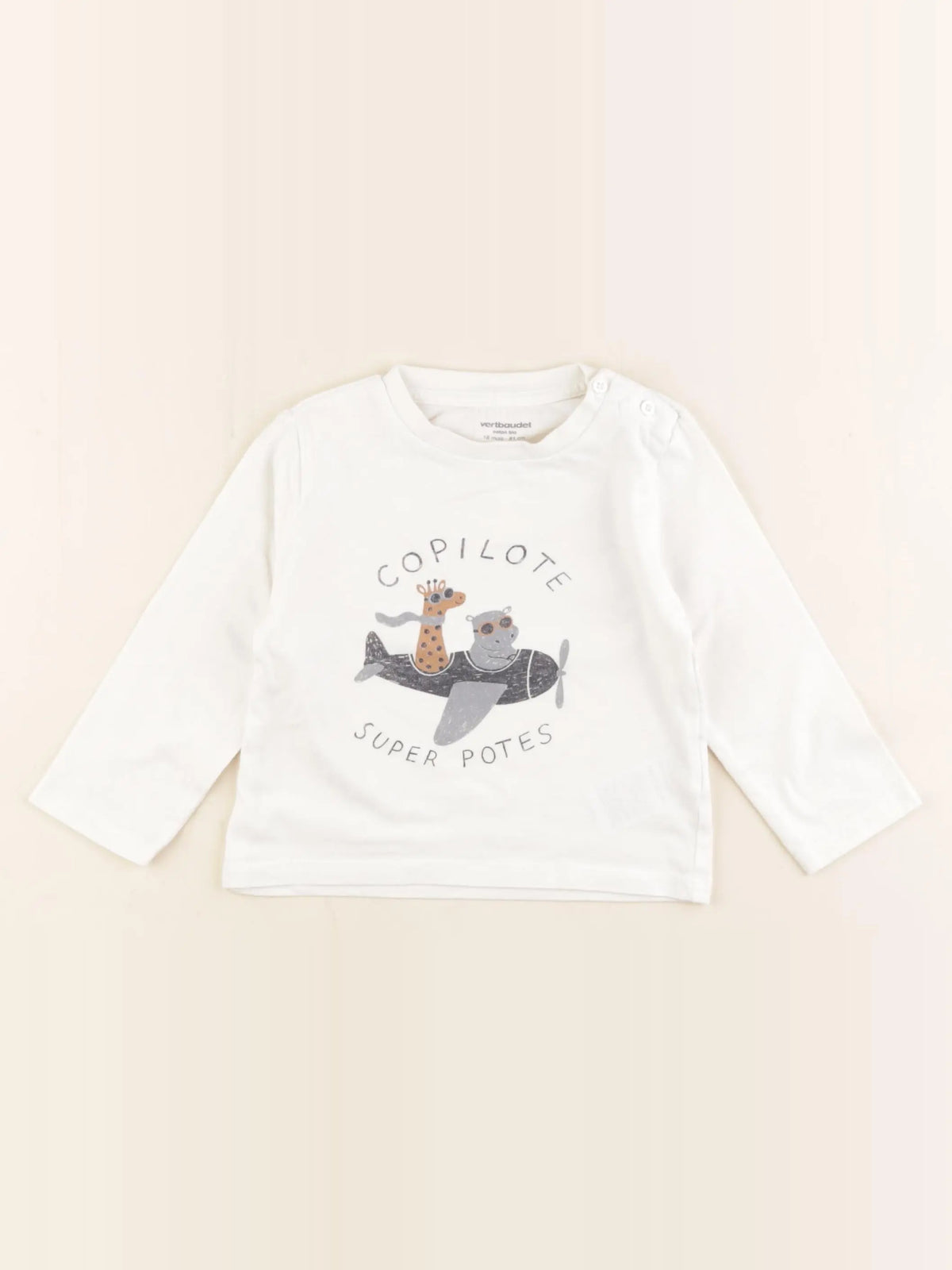 Vertbaudet - tee-shirt blanc - 18 mois