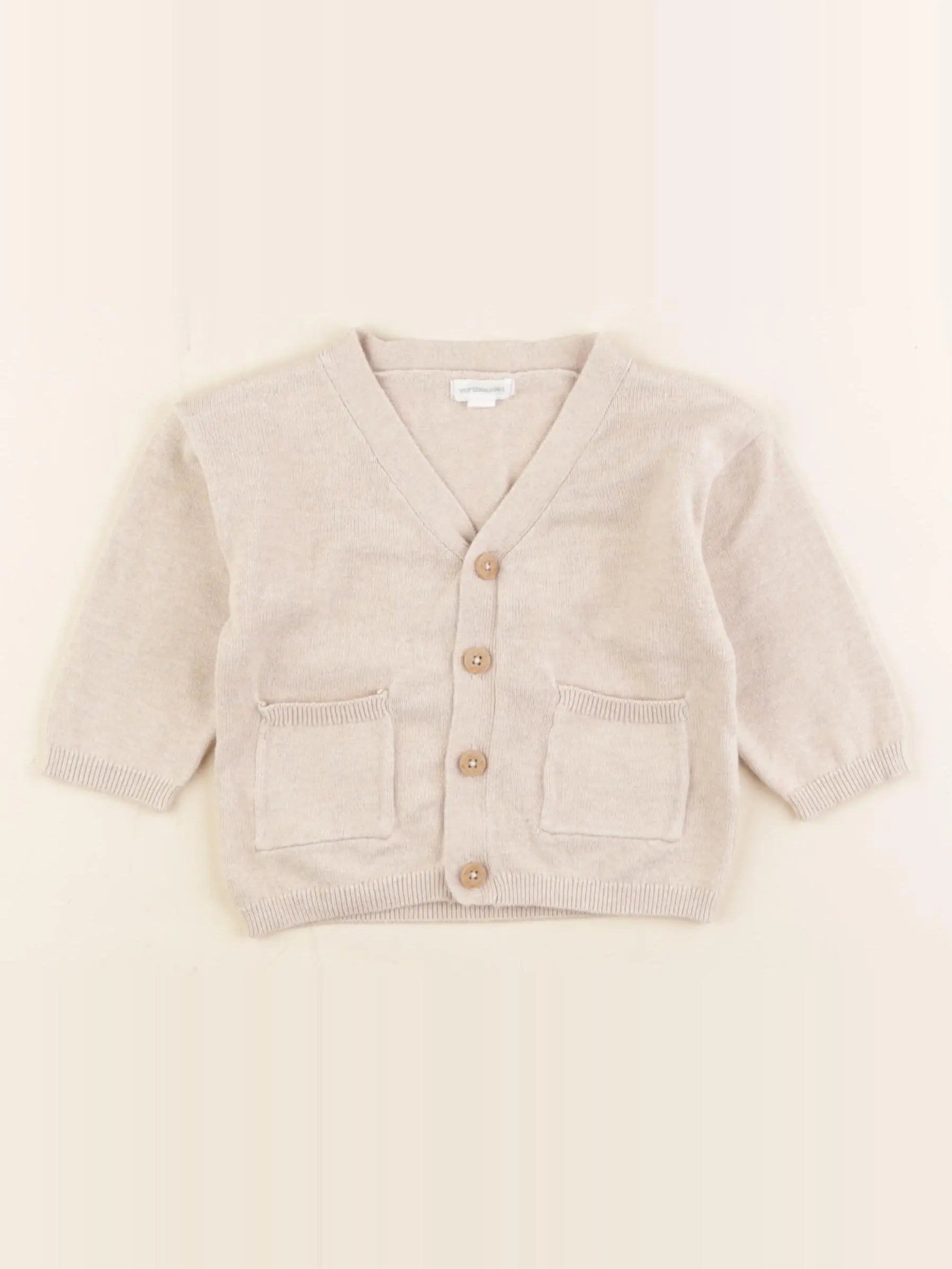 Vertbaudet - gilet beige - 12 mois