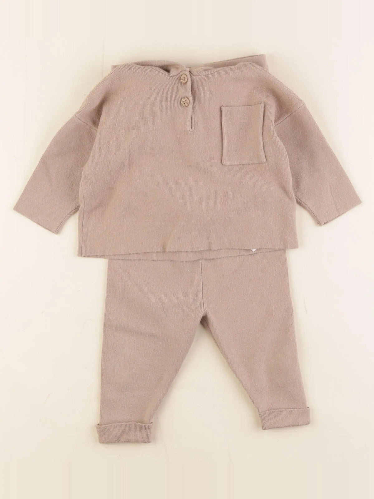 Vertbaudet - ensemble beige - 6 mois