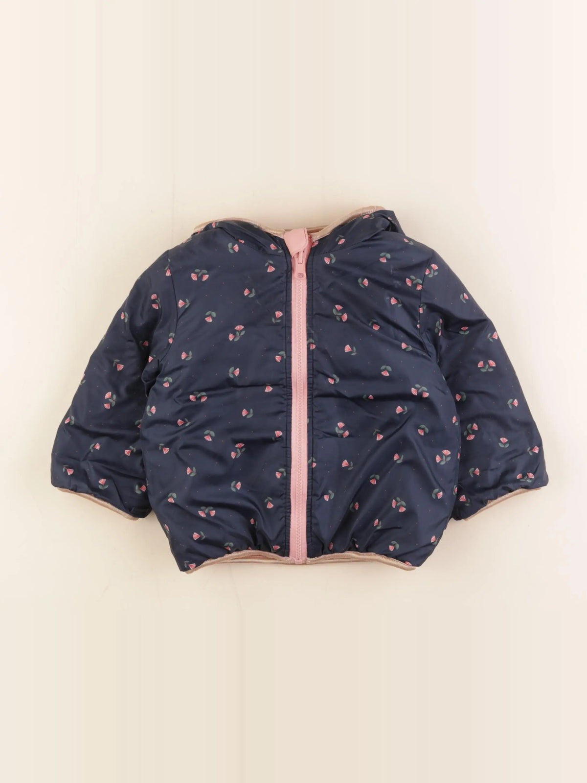 Vertbaudet - doudoune réversible bleu - 12/18 mois