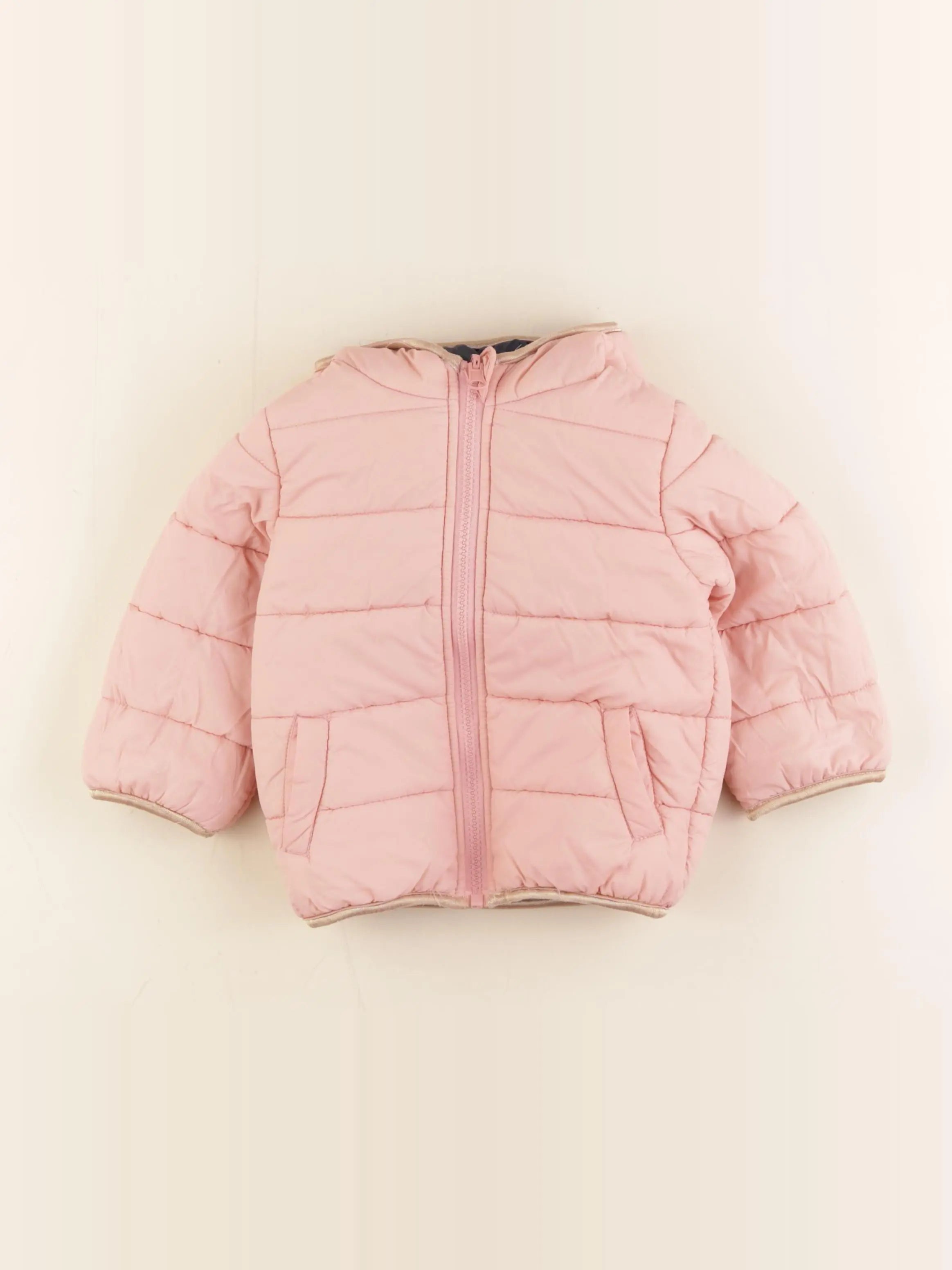 Vertbaudet - doudoune réversible bleu - 12/18 mois